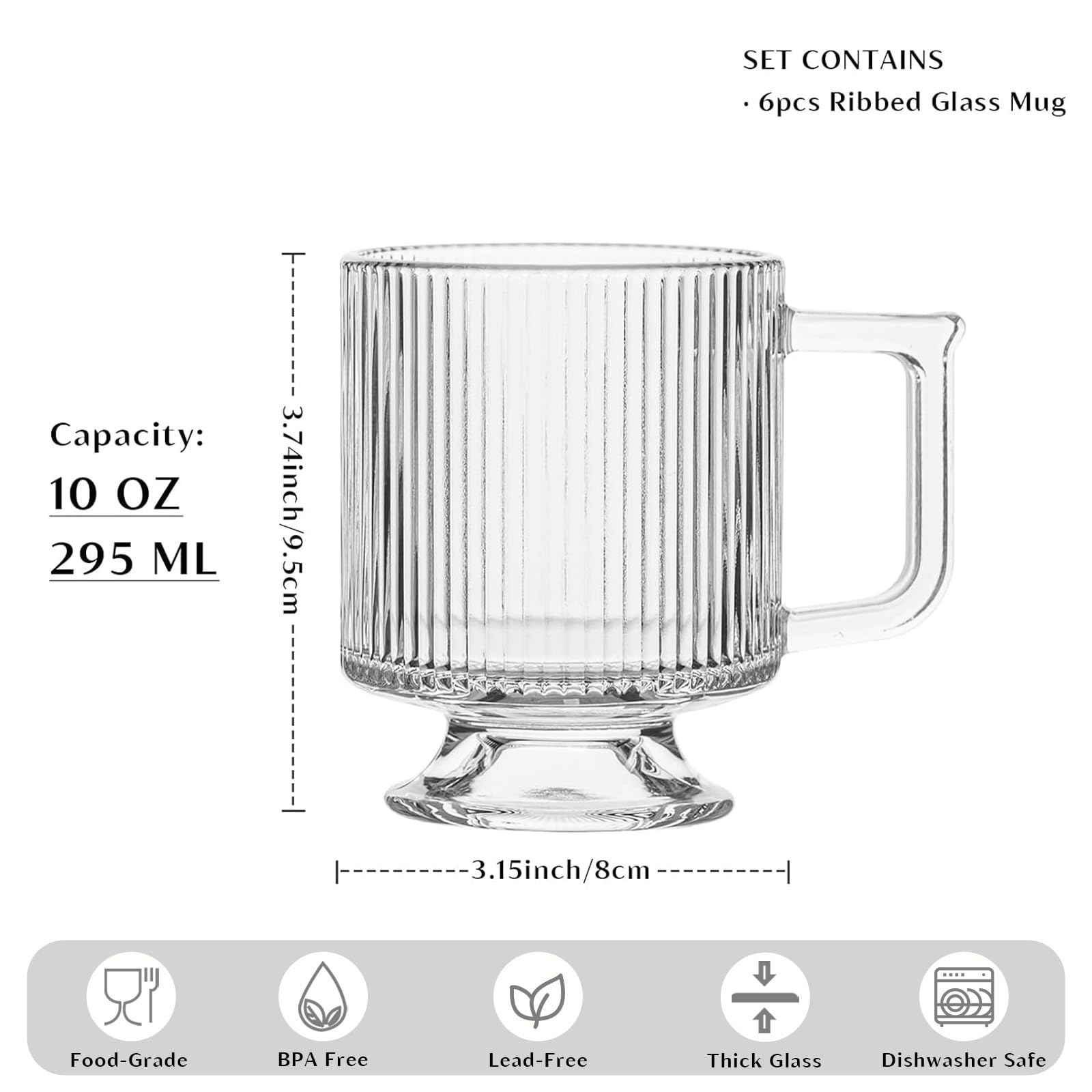 Taza INSETLAN de vidrio con mango ergonómico.