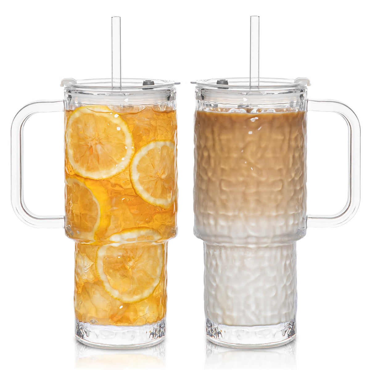 INSETLAN 26oz vaso de vidrio con ola de agua y asa para beber