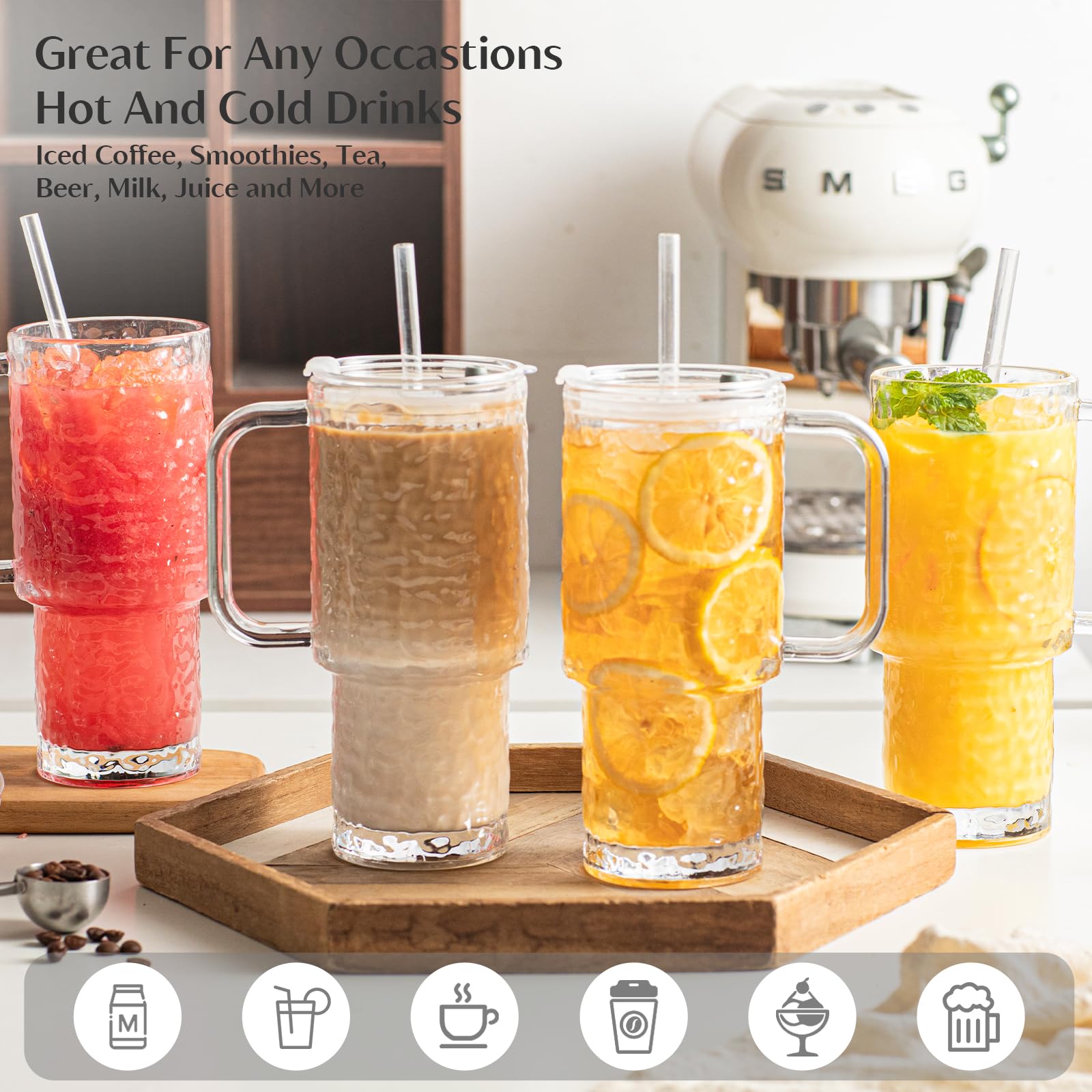 INSETLAN 26oz vaso de vidrio adecuado para bebidas frías