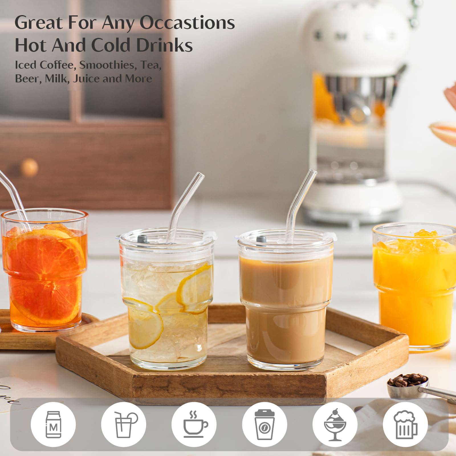INSETLAN vaso vidrio grueso con agarre ergonómico y cómodo