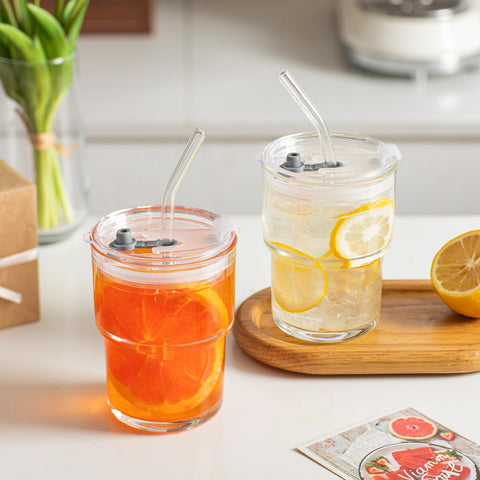 INSETLAN vaso de vidrio cristalino ofrece agarre cómodo y diseño elegante