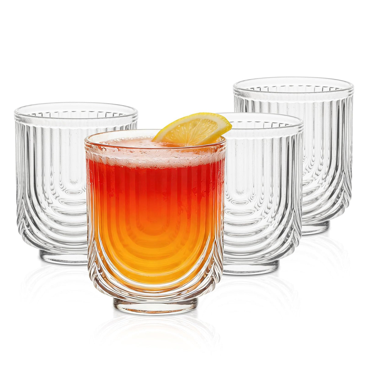 INSETLAN vasos vintage con diseño arco, cristal claro para cocteles elegantes