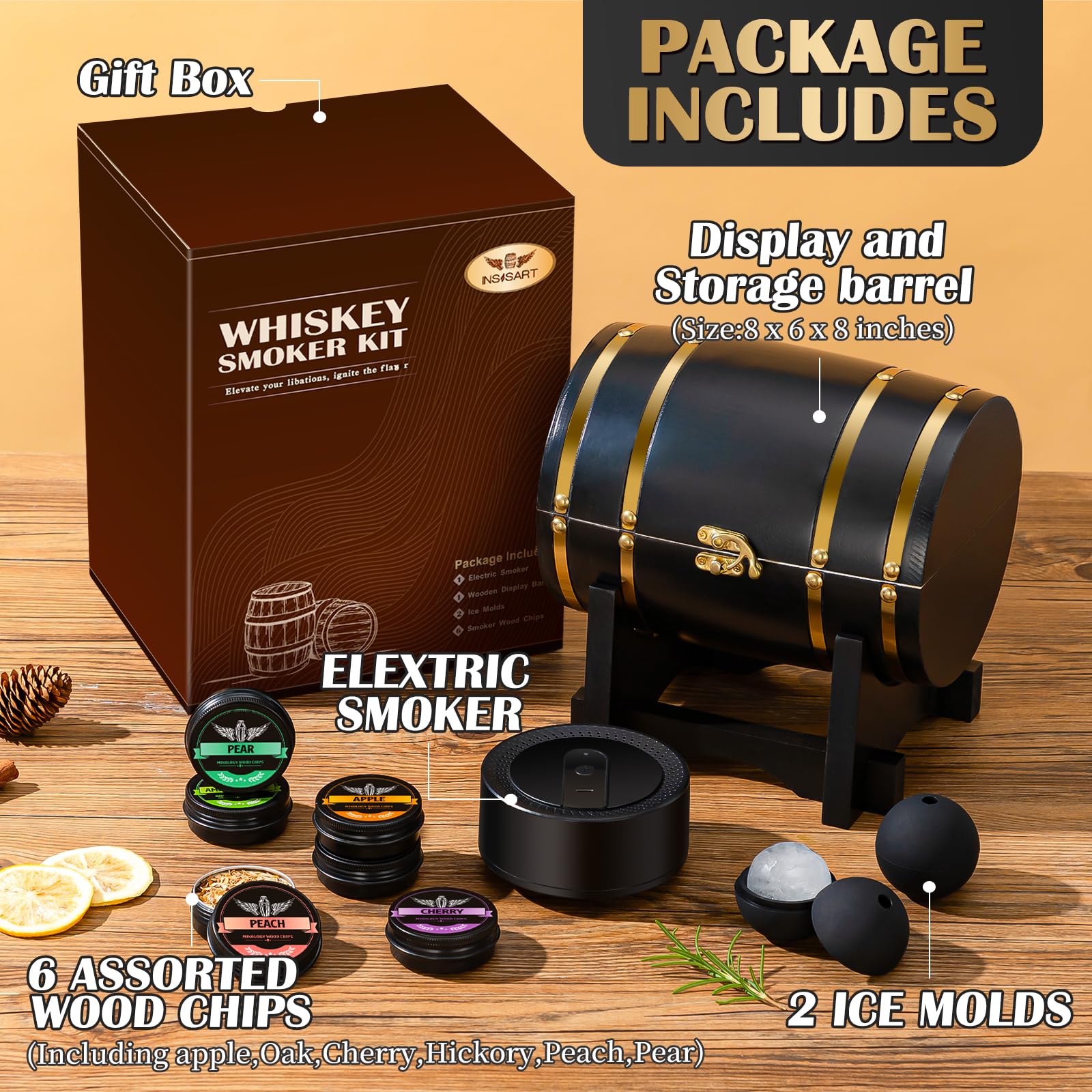 INSISART aroma ahumado rápido para whisky y cocteles