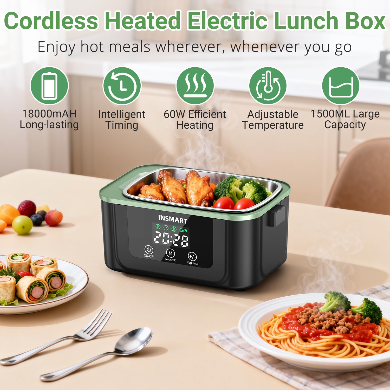 INSMART calentamiento rápido de 60W para comidas tibias en minutos