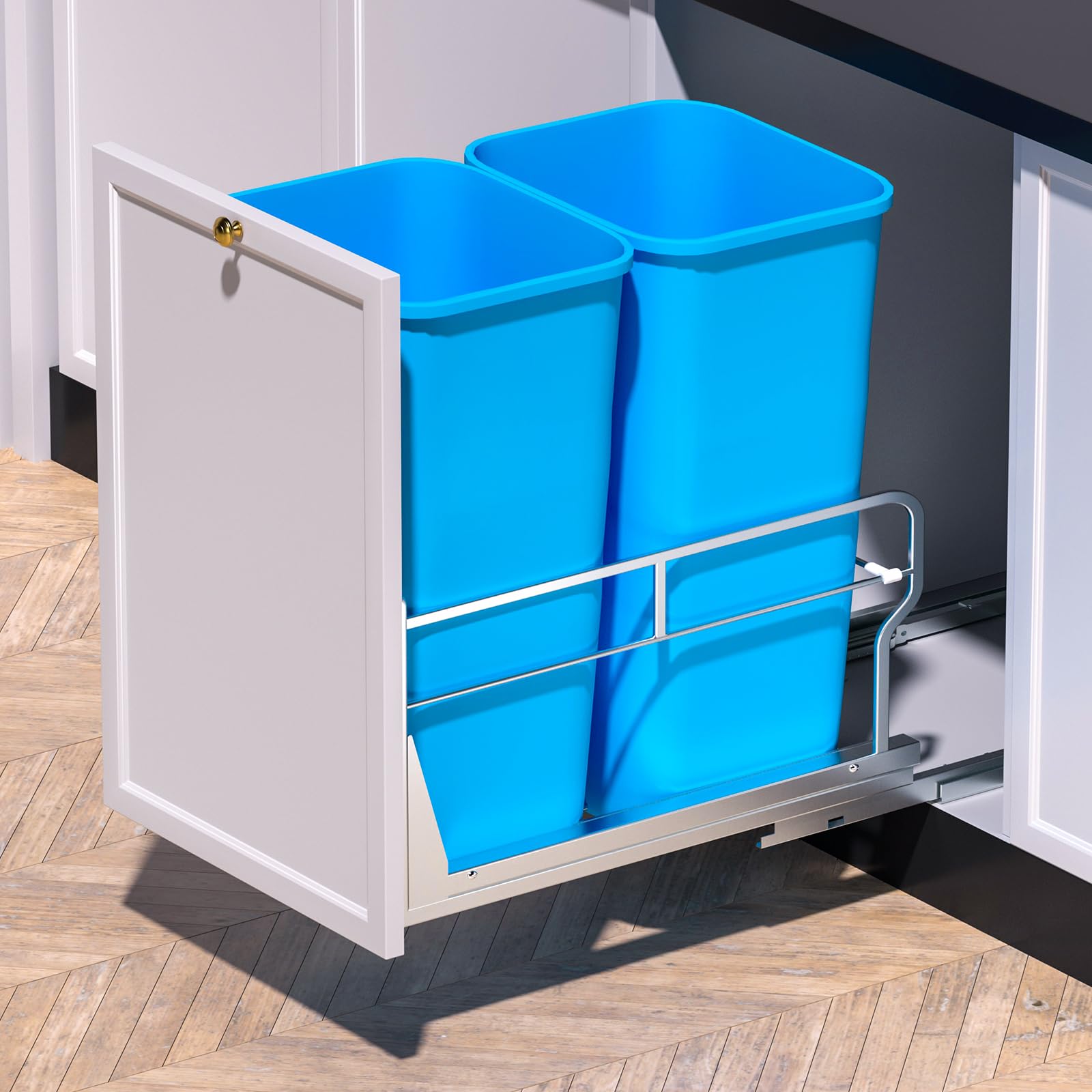 Insputer doble cesto basur a y reciclaje bajo armario para ordenar residuos