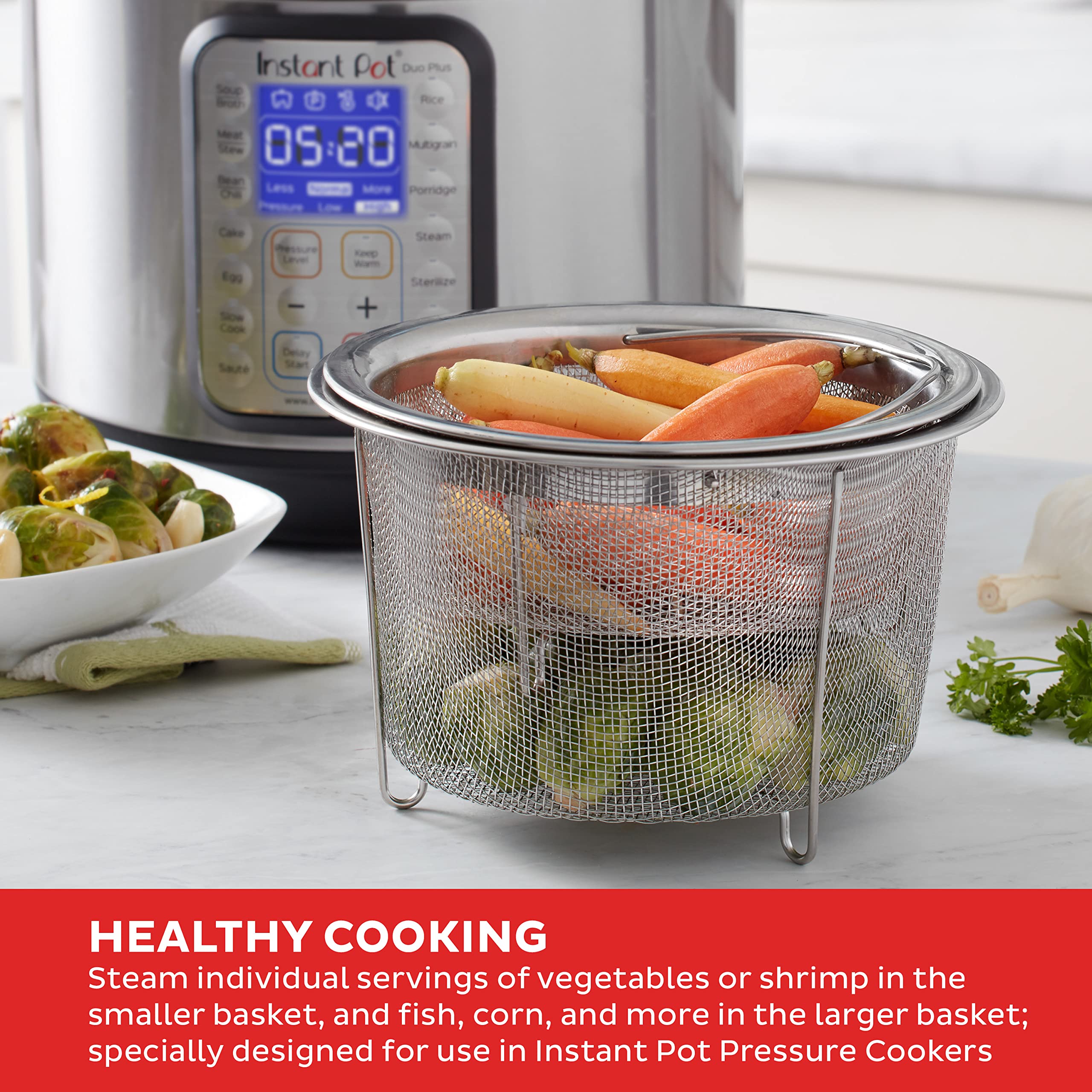 Cestas de malla Instant Pot, uso doble como vaporera y escurridor.
