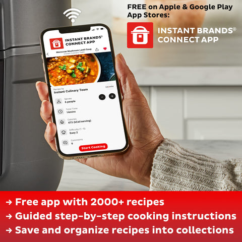 Instant Pot Essentials 4QT, recetas en la aplicación para ideas rápidas.