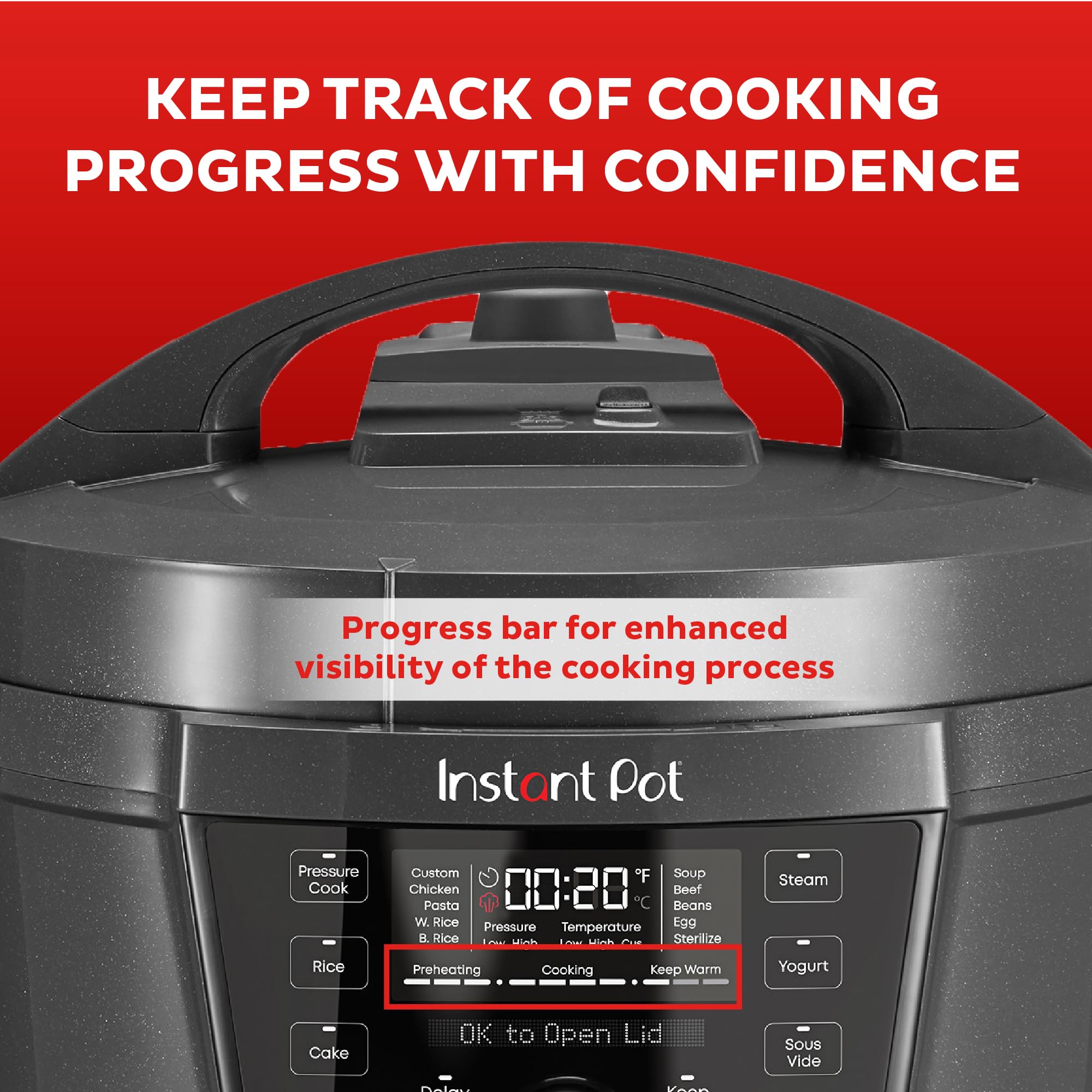 Liberación de vapor silenciosa de Instant Pot RIO Wide Plus