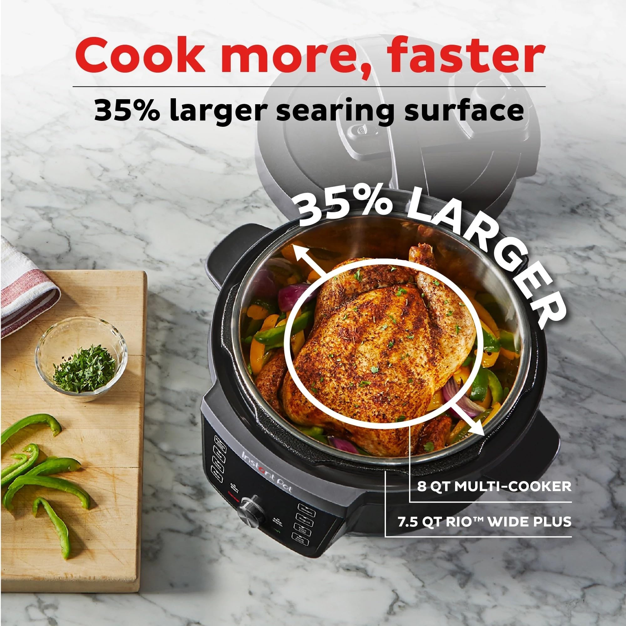 Panel de control ergonómico del Instant Pot RIO Wide Plus