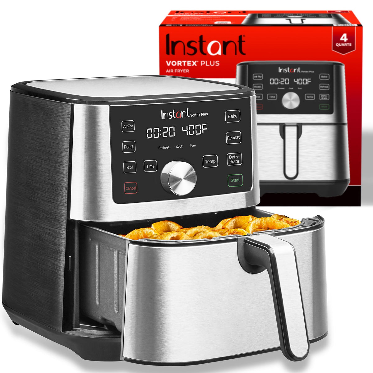 Instant Pot Vortex Plus: cuerpo de acero inoxidable para cocción rápida y duradera.