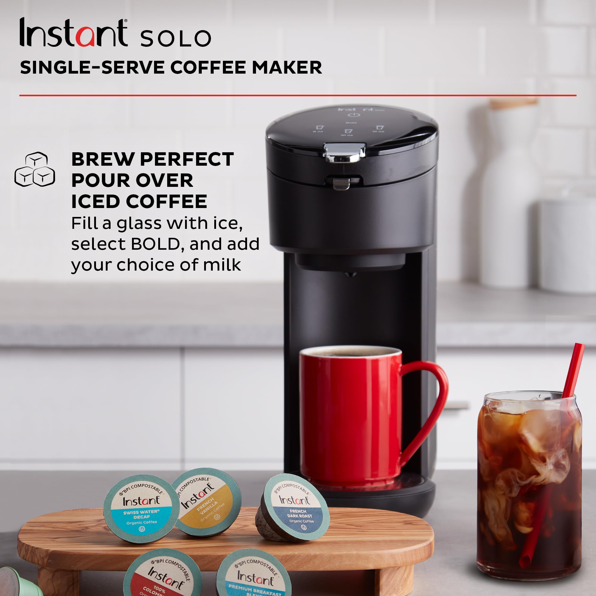 Instant Solo: bandeja desmontable para tazas grandes.