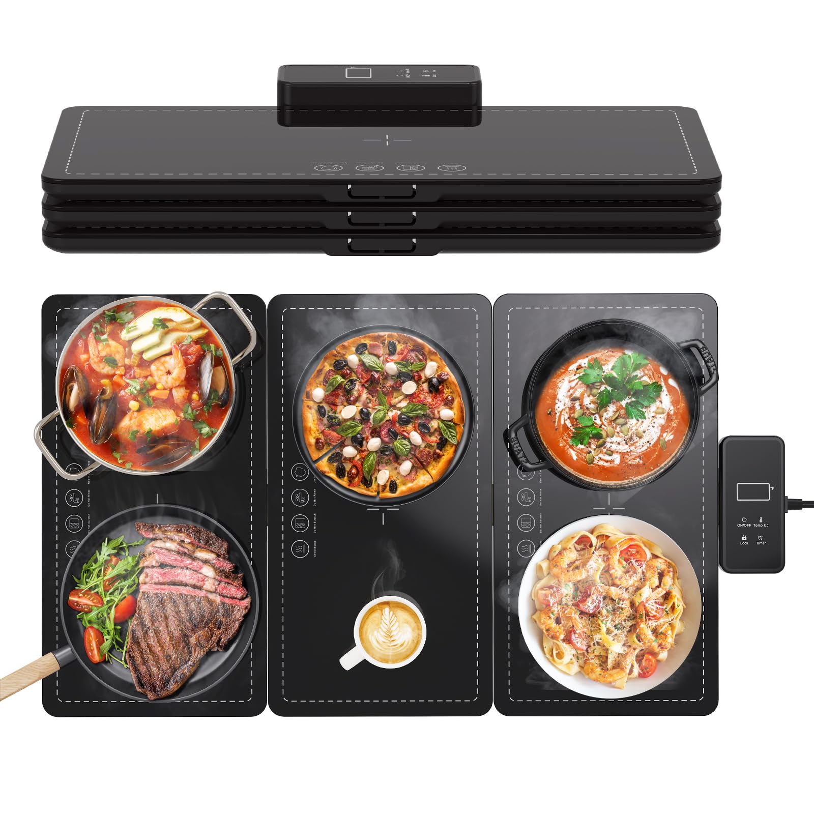INSUTECH bandeja calentadora apilable para buffet, ahorro de espacio en reuniones.