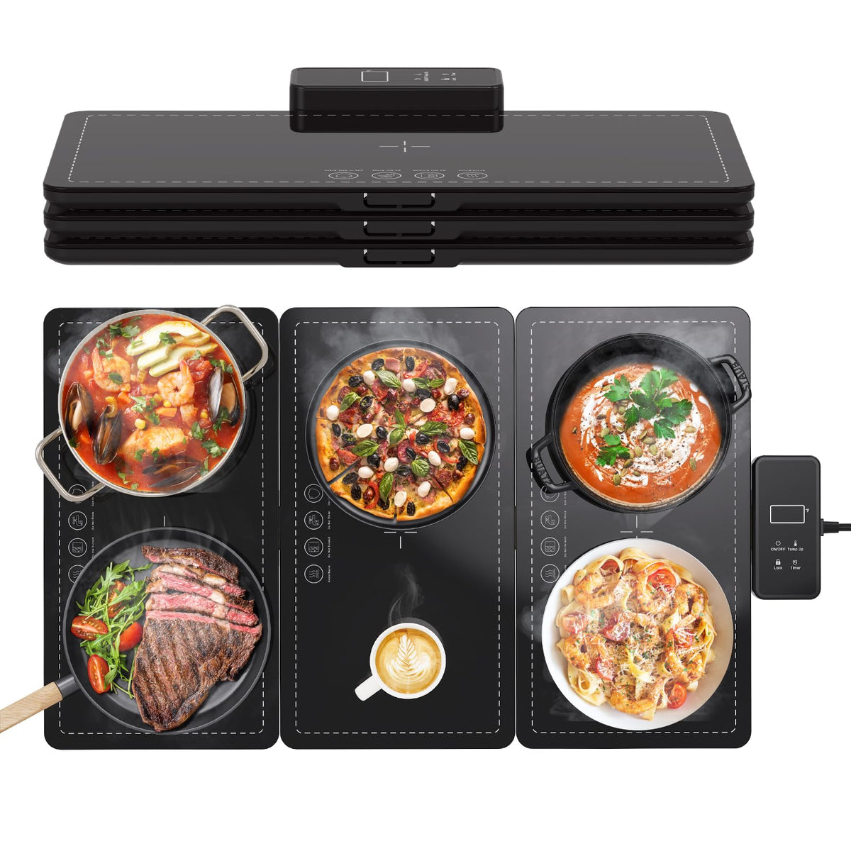 INSUTECH bandeja calentadora apilable para buffet, ahorro de espacio en reuniones.