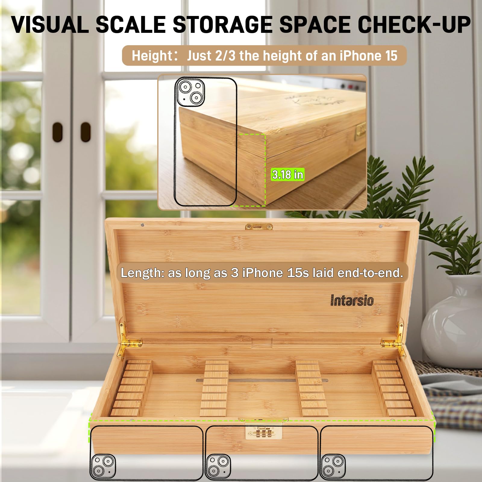 Intarsio caja cuchillos bambu textura dura, durabilidad y estilo en la encimera
