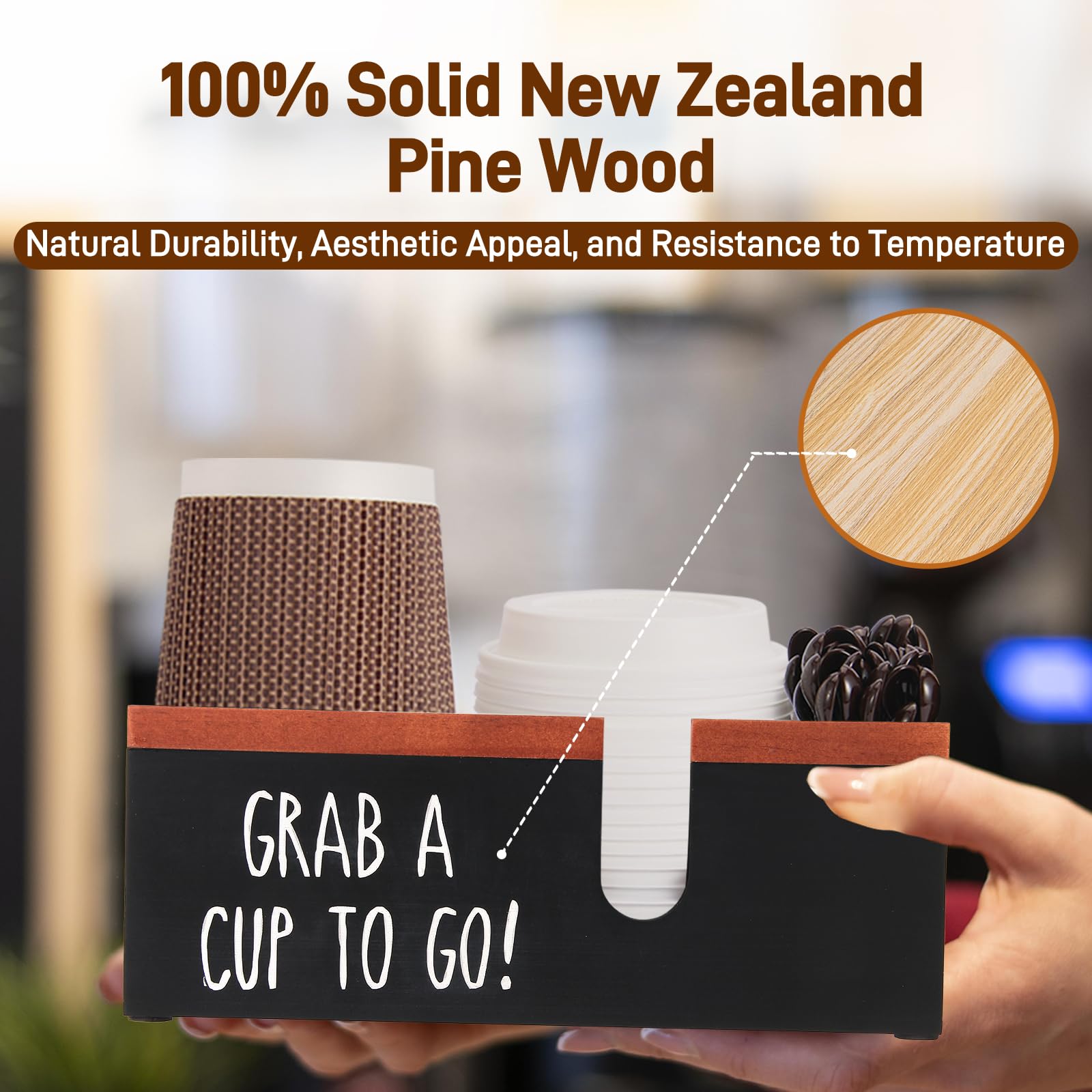 Intarsio diseño rustico de madera: estilo natural en tu barra de café.