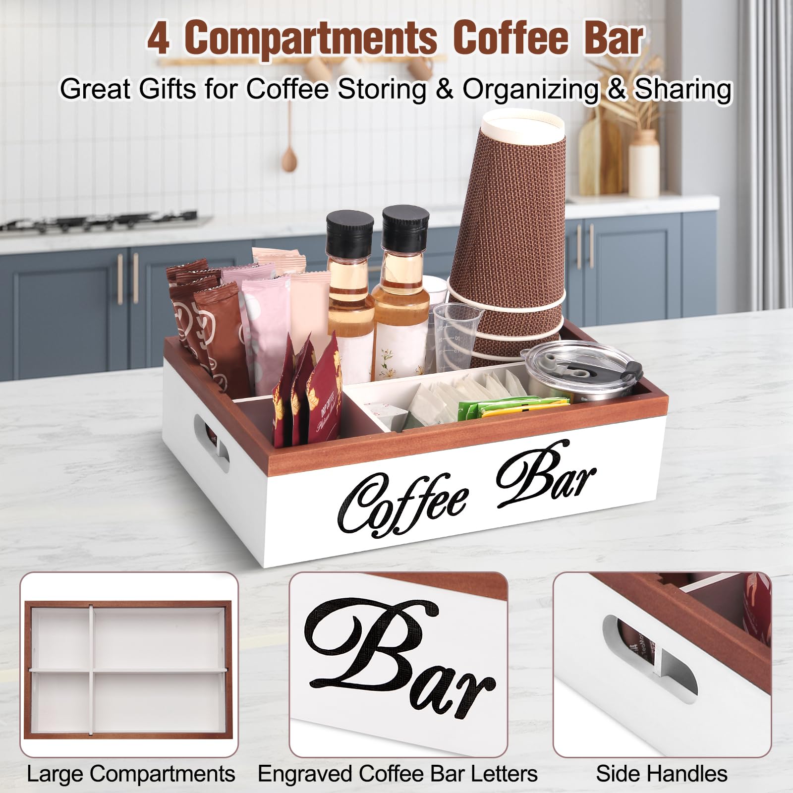 Intarsio frente con inscripción Goffee Bar, añade un toque vintage decorativo.