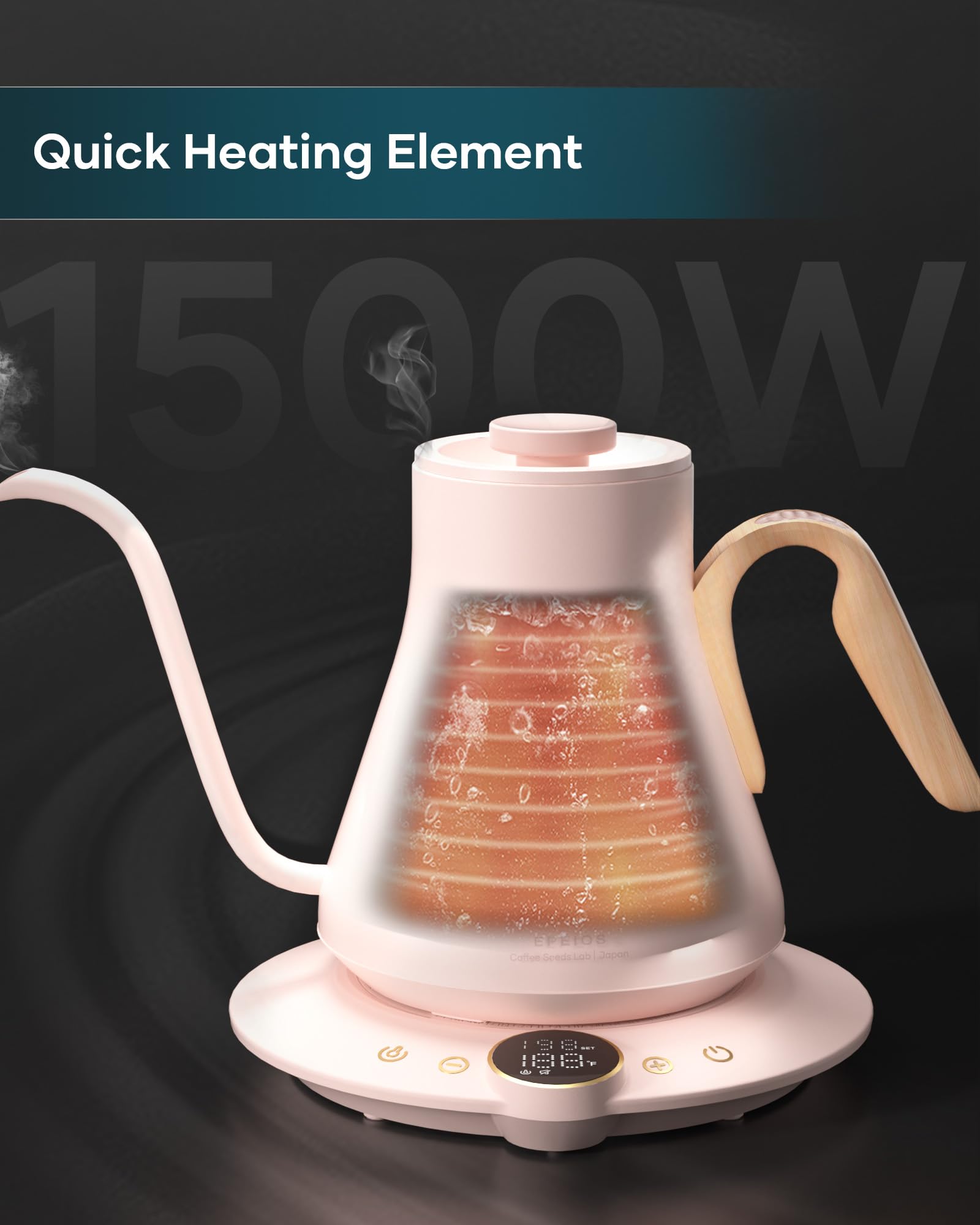 INTASTING hervidor con interior de acero inoxidable 304 libre de BPA para seguridad.