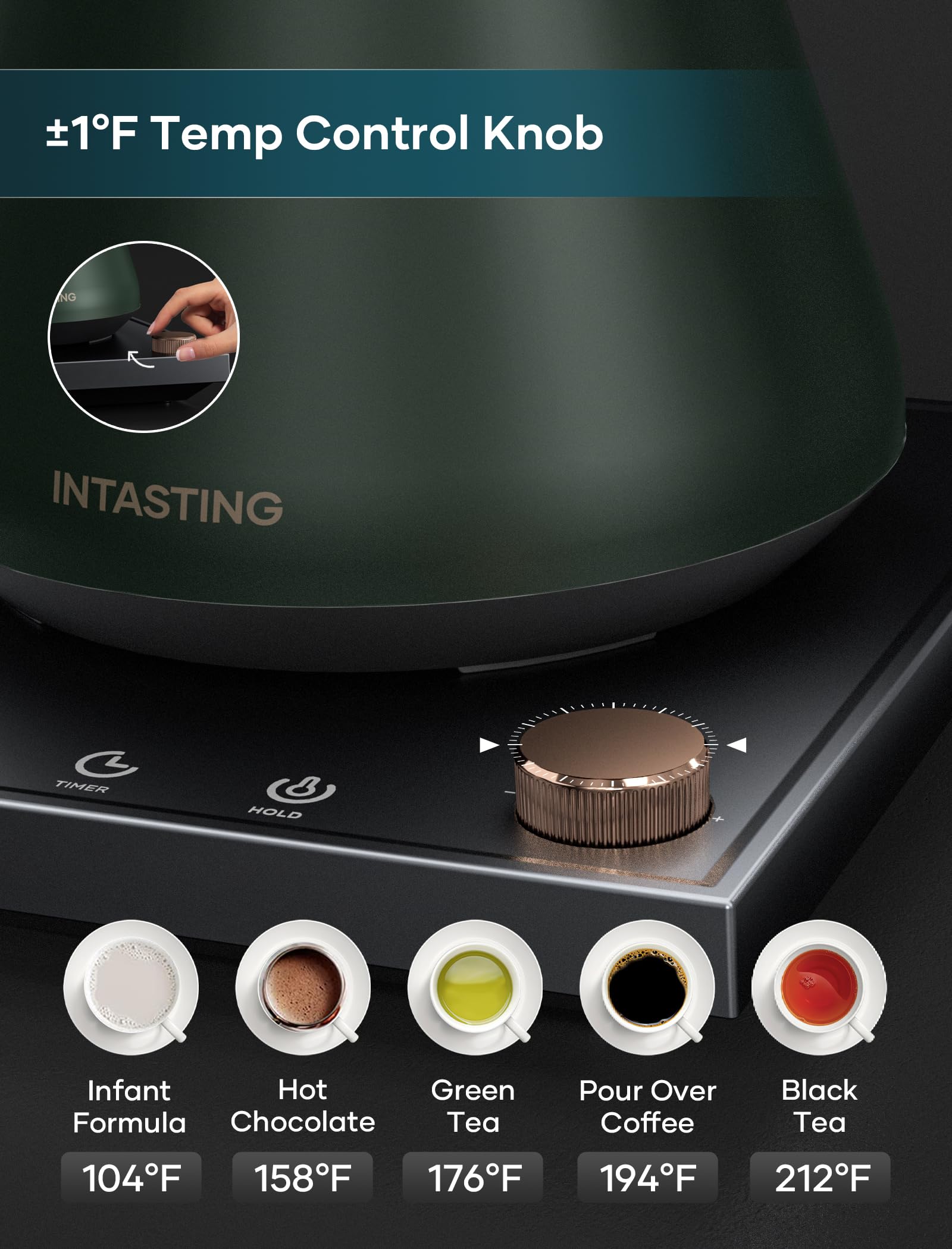 Intasting hervidor con base inteligente para temperaturas estables