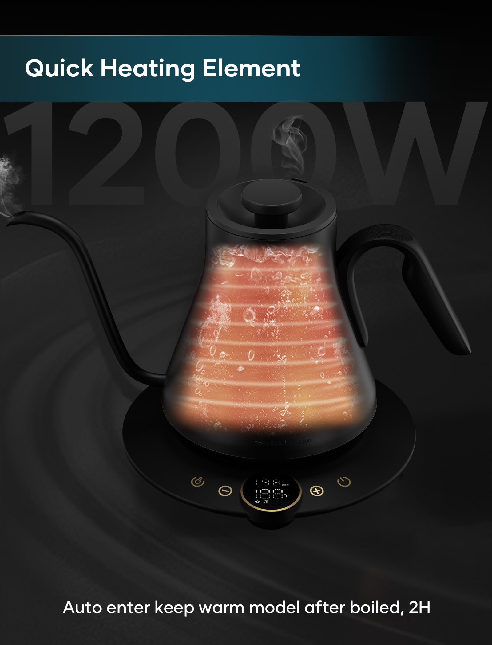 INTASTING hervidor con conmutador Fahrenheit-Celsius para recetas globales.