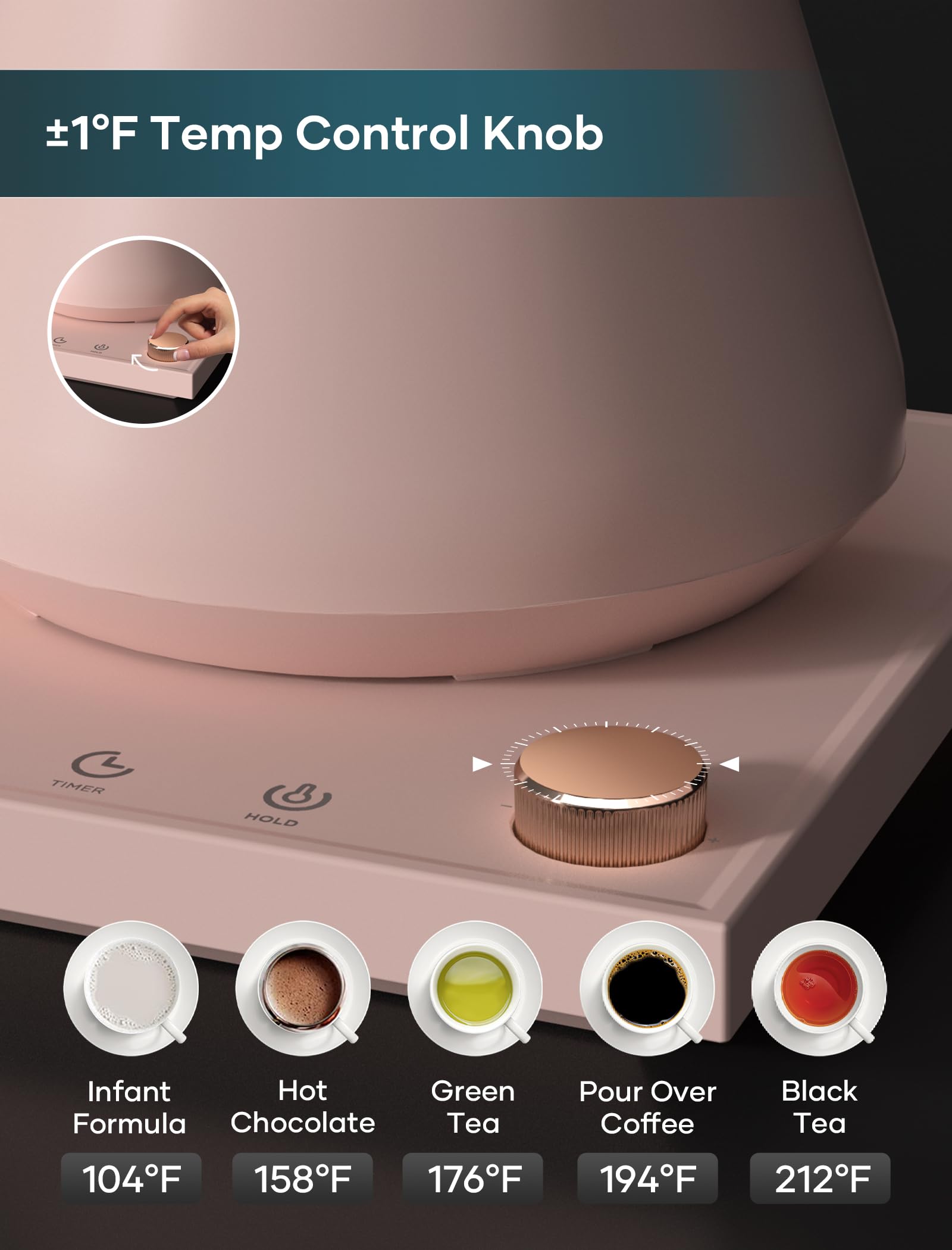 Intasting hervidor electrico base inteligente: calentamiento rápido y estable