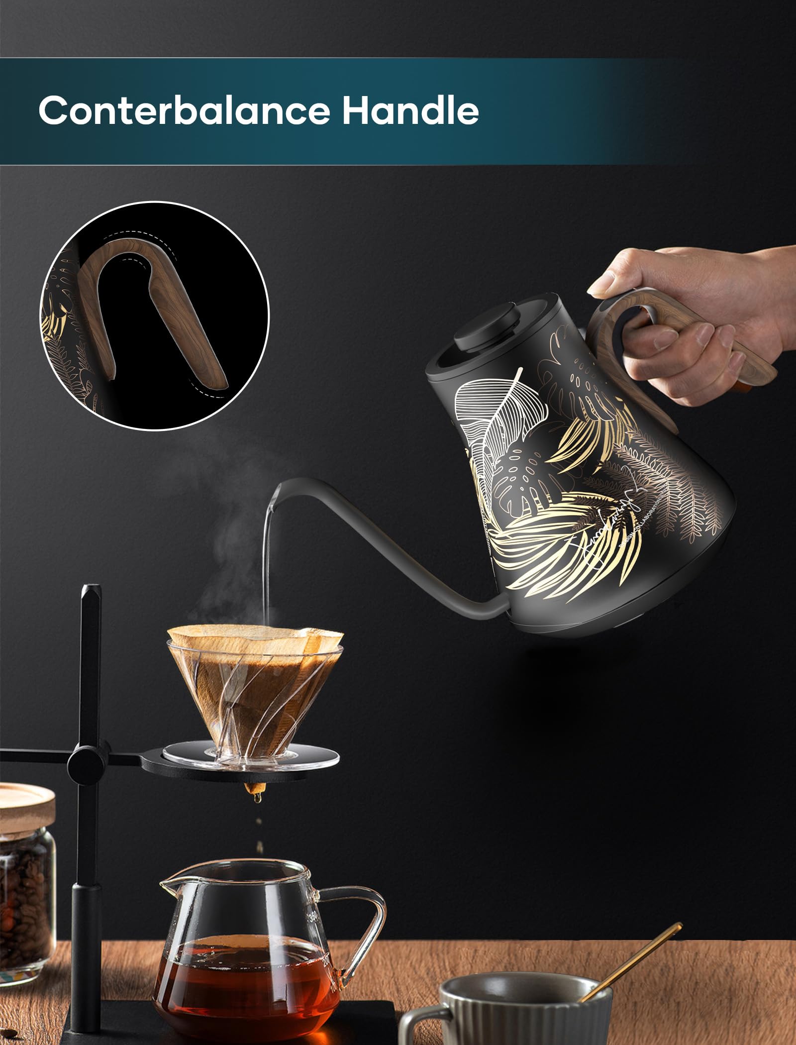 INTASTING hervidor electrico caño ganso controlado para té y café