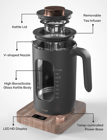 intasting hervidor con control preciso de temperatura para preparar tés perfectos