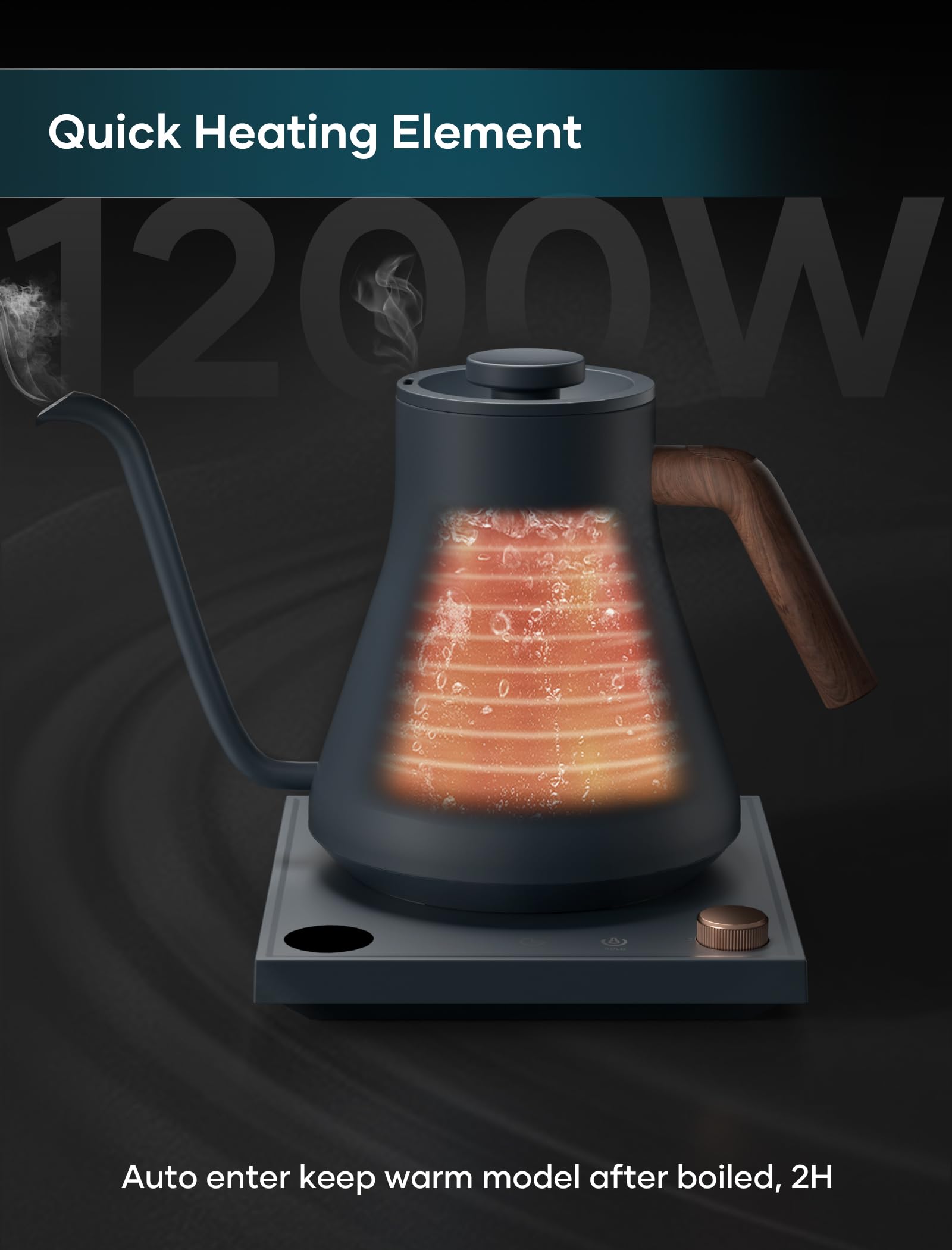 INTASTING hervidor eléctrico muestra control de temperatura en la pantalla
