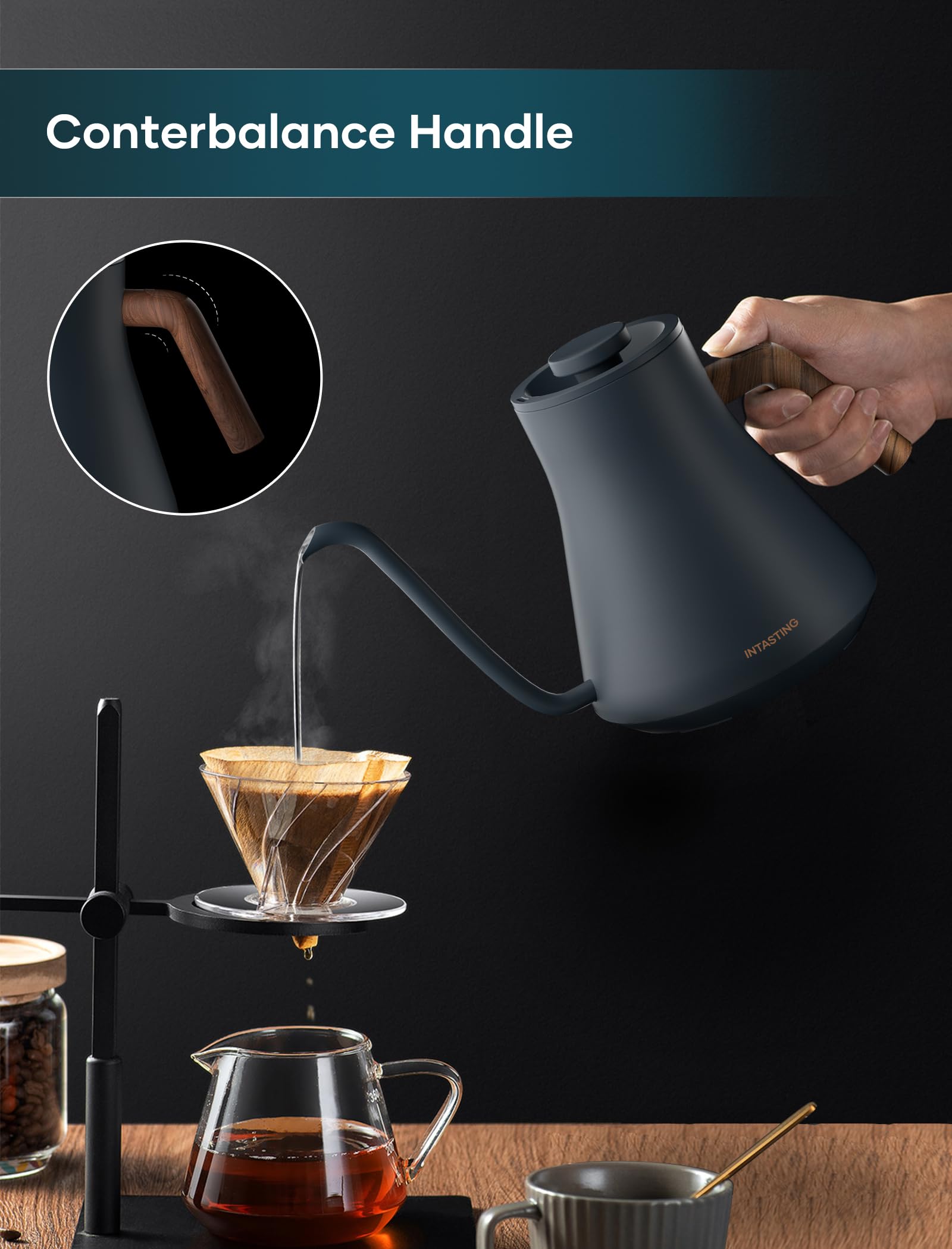INTASTING hervidor eléctrico función mantener temperatura hasta dos horas