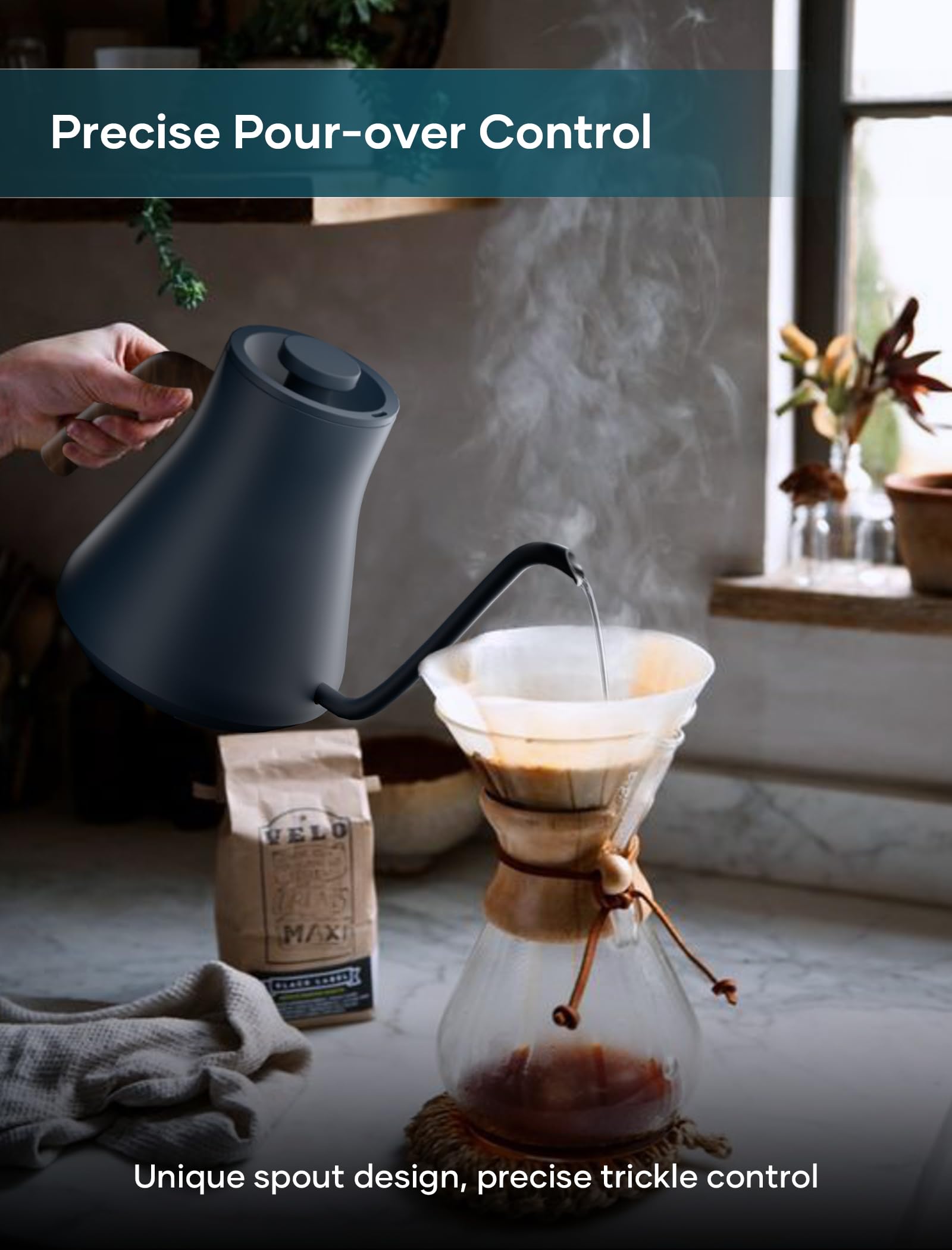 INTASTING hervidor eléctrico ideal para café y té, vertidos precisos