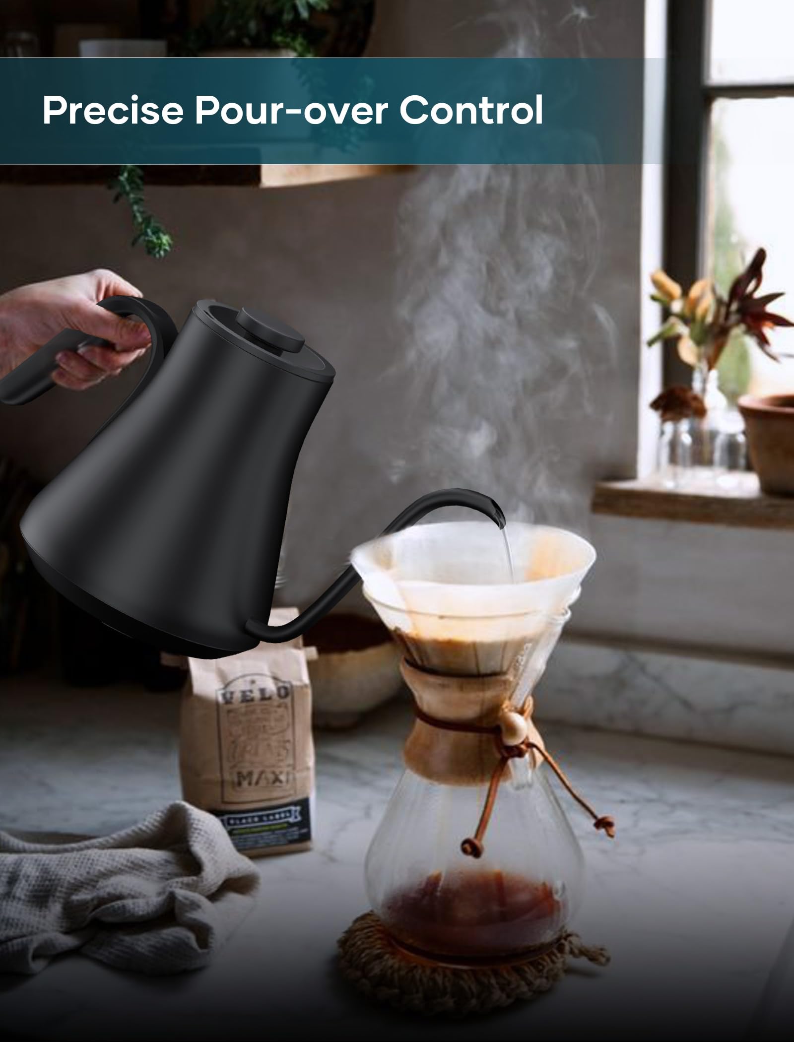 intasting hervidor con flujo suave para vertidos uniformes y aromáticos