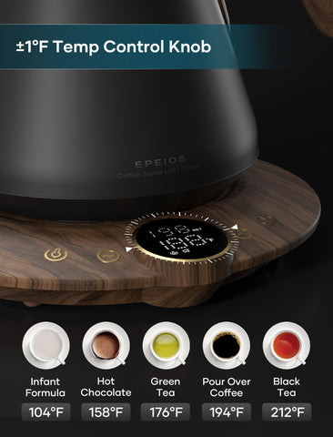 intasting hervidor con pantalla de temporizador integrada para cronometrar el vertido.