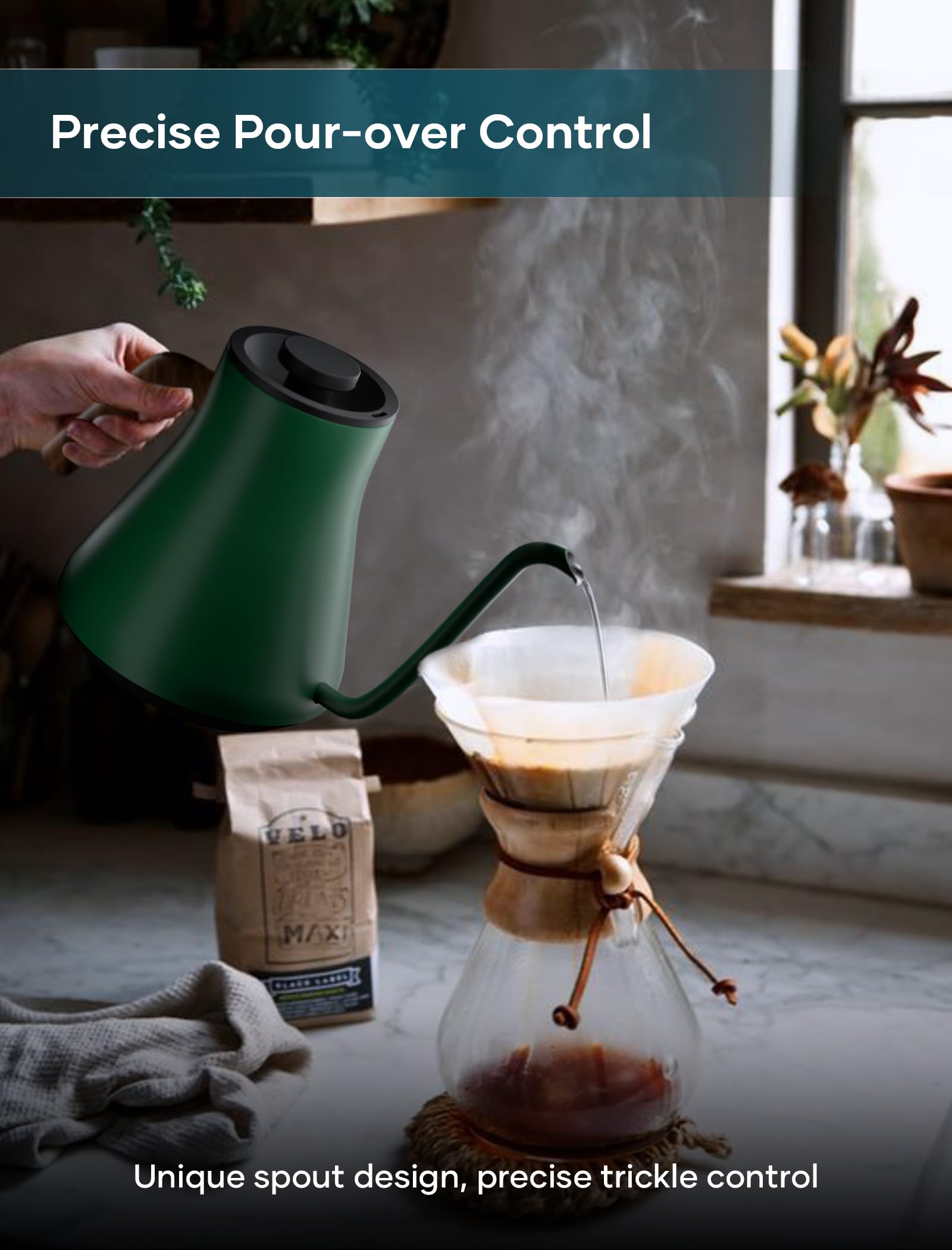 Intasting hervidor verde hunter para café y té