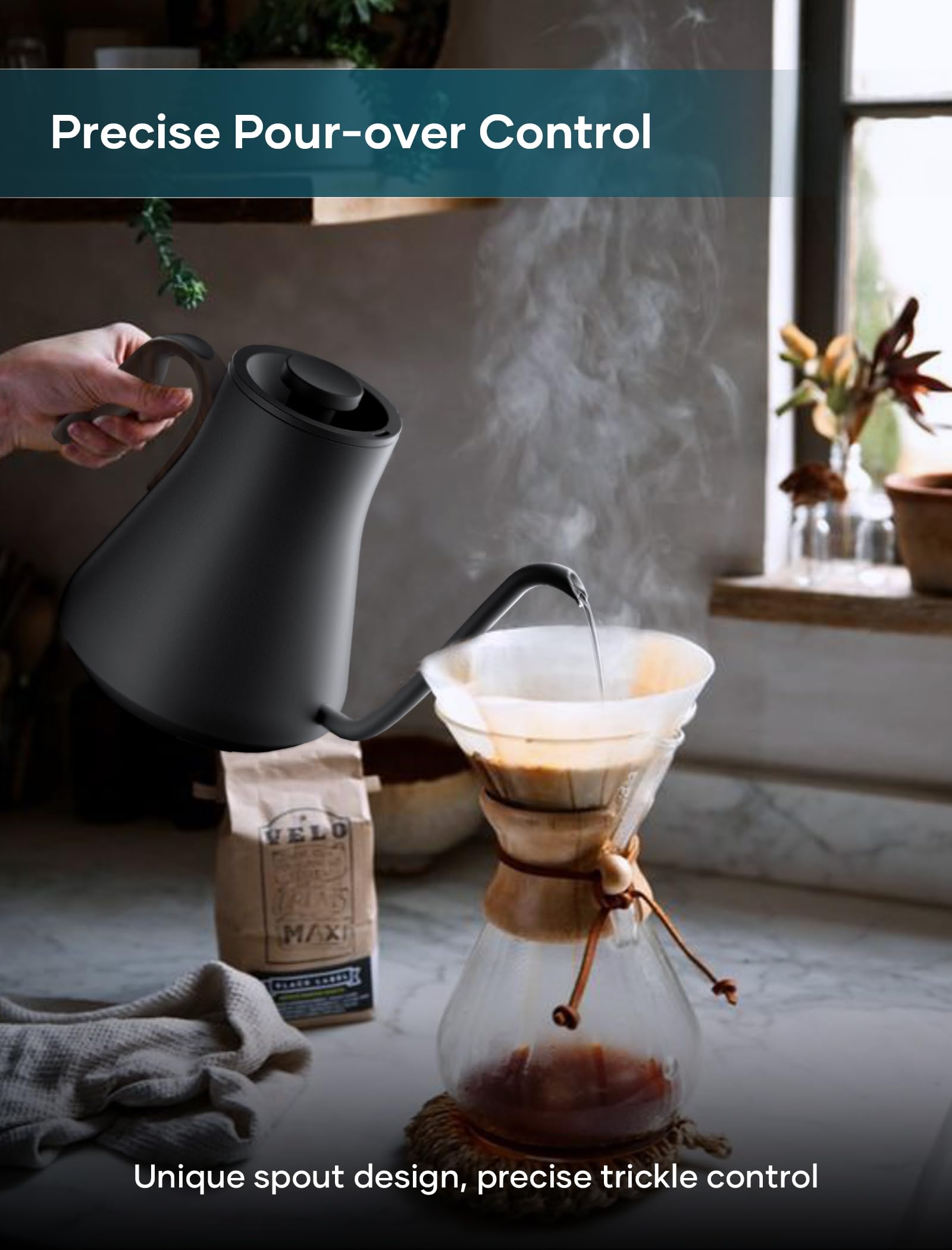 Intasting mantiene caliente el agua hasta dos horas para múltiples preparaciones.