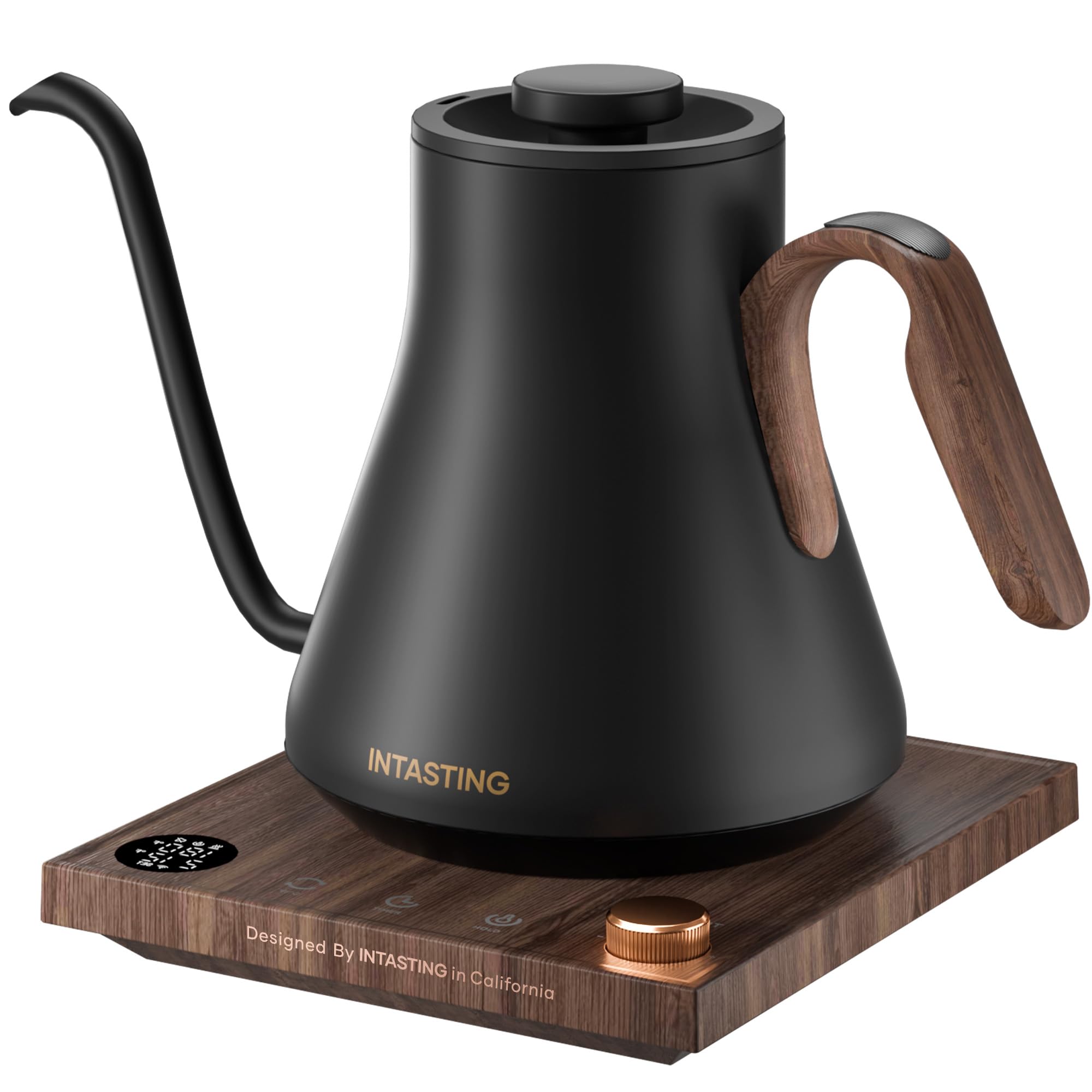 Intasting olla eléctrica con pico de ganso y precisión de temperatura para café perfecto.