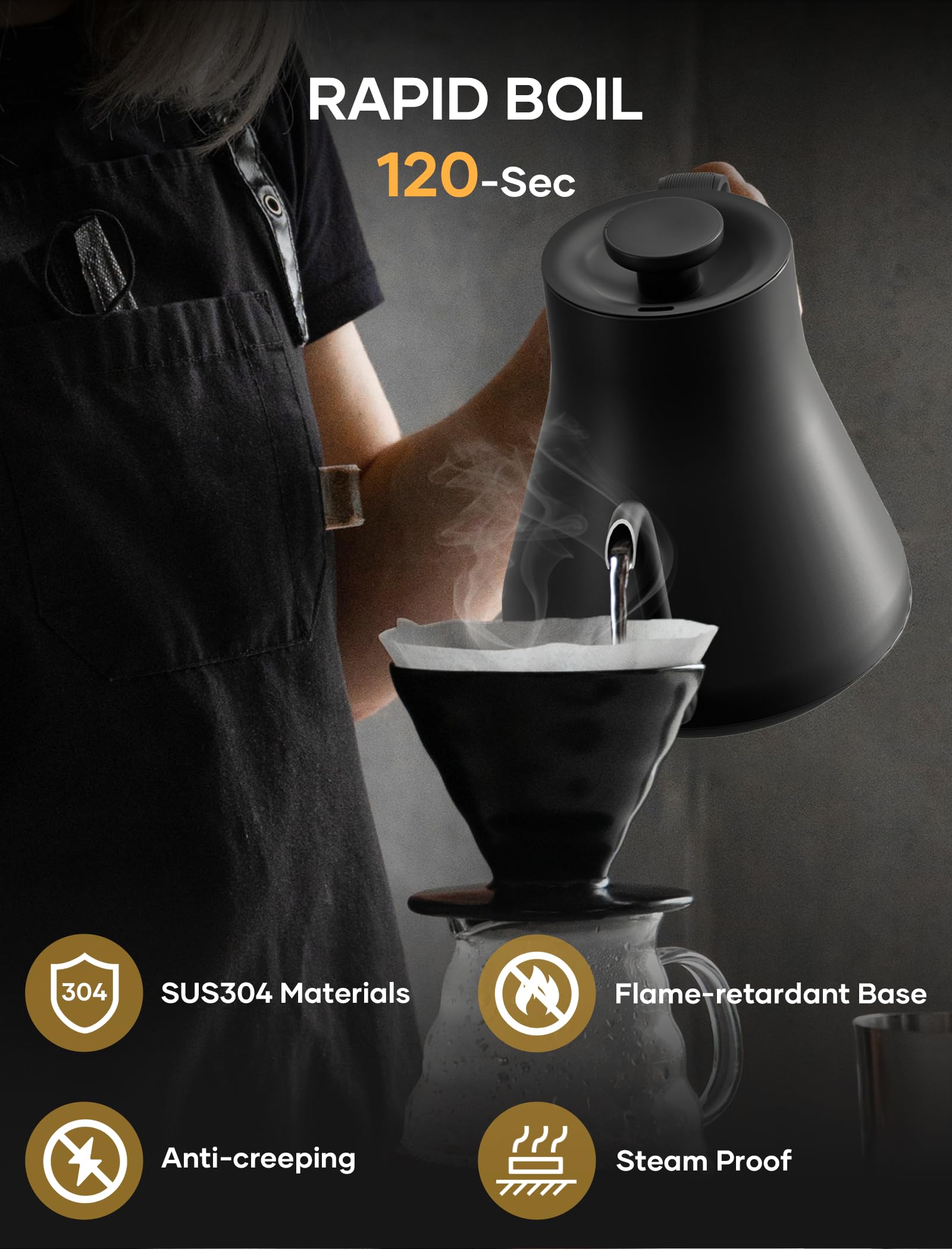 INTASTING tetera eléctrica con control de temperatura preciso para resultados consistentes
