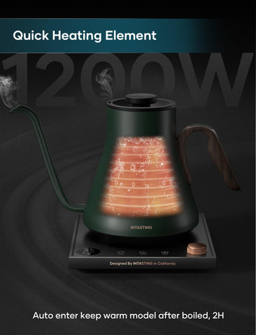 Intasting tetera eléctrica mantiene caliente hasta dos horas para bebidas listas.