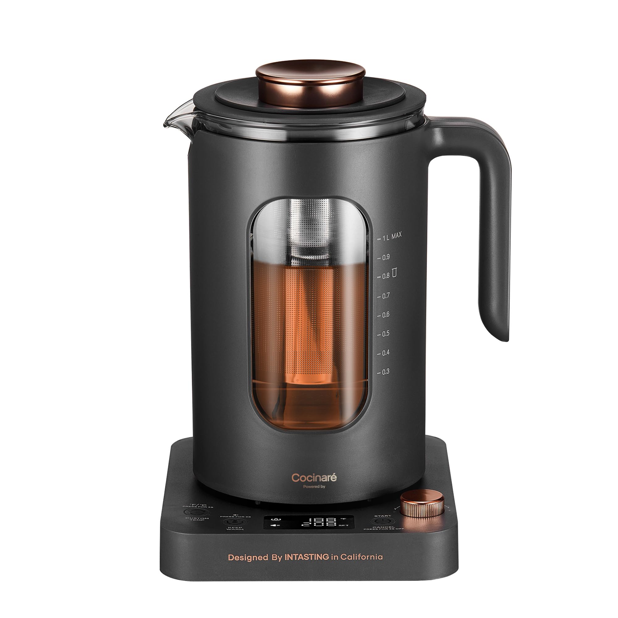 INTASTING tetera eléctrica de vidrio con infusor para té aromático y rápido