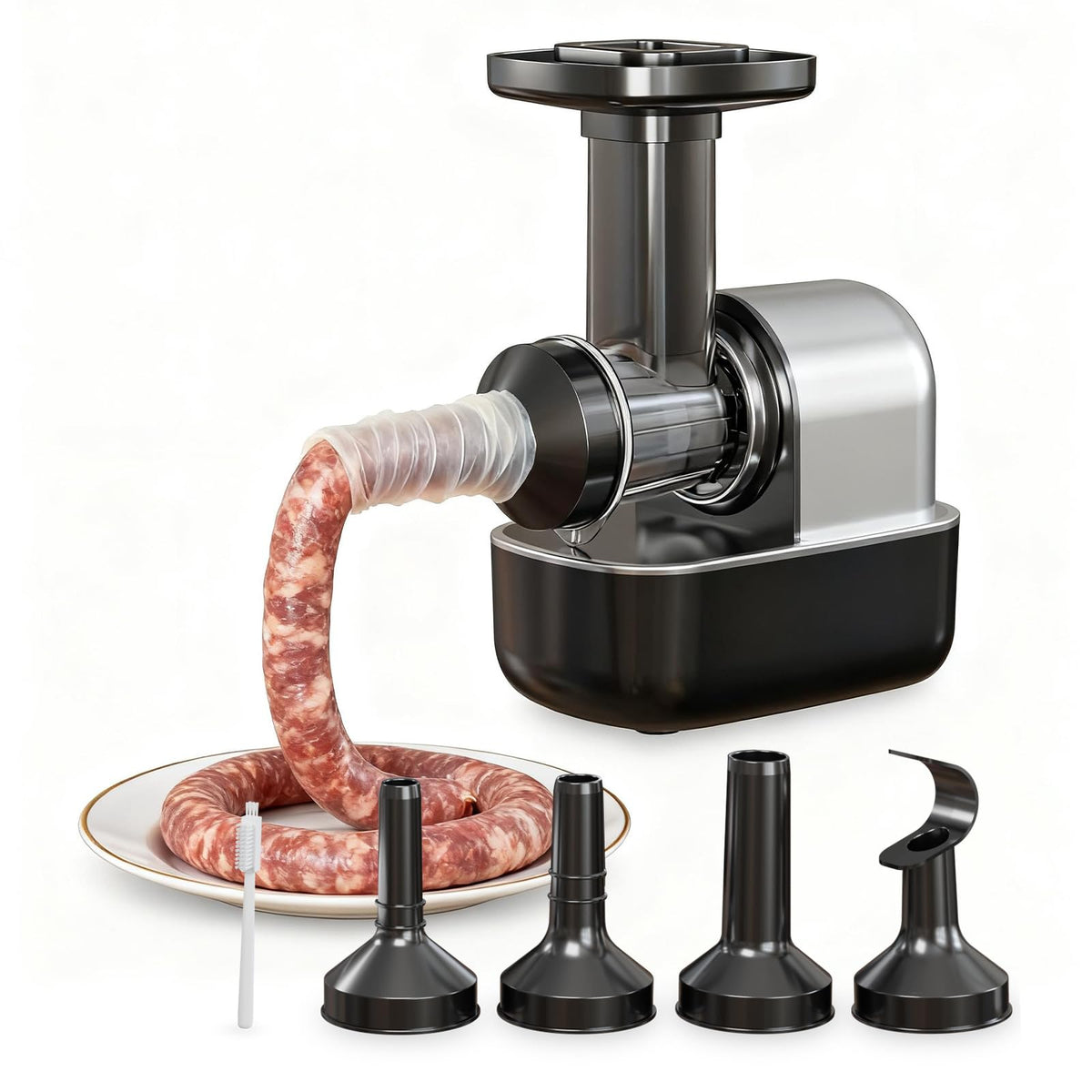 Intermain rellena salchichas con tres tubos, ideal para salchichas caseras y consistentes.