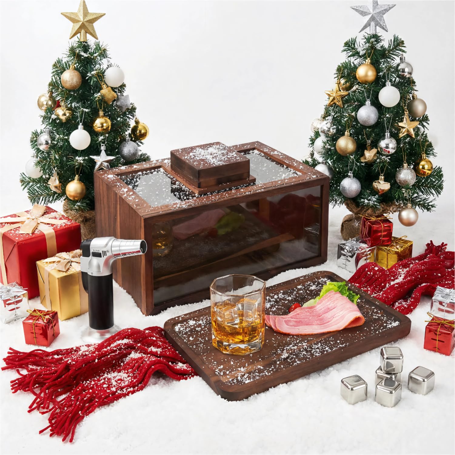 Intoo Lifes caja de humo de nogal negro para cocteles, realza aroma y complejidad
