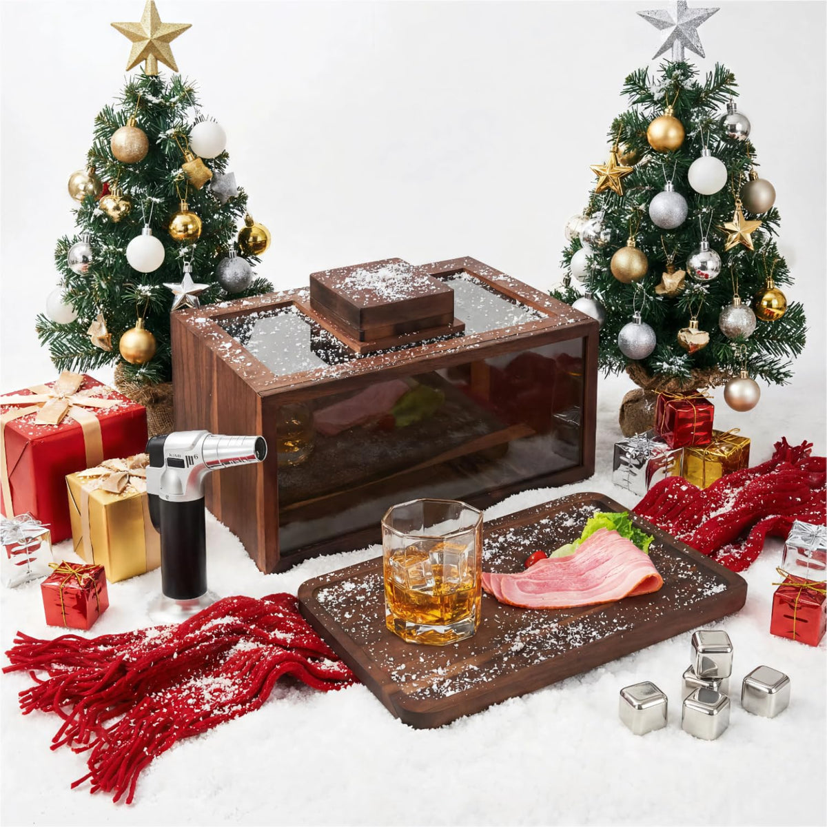 Intoo Lifes caja de humo de nogal negro para cocteles, realza aroma y complejidad