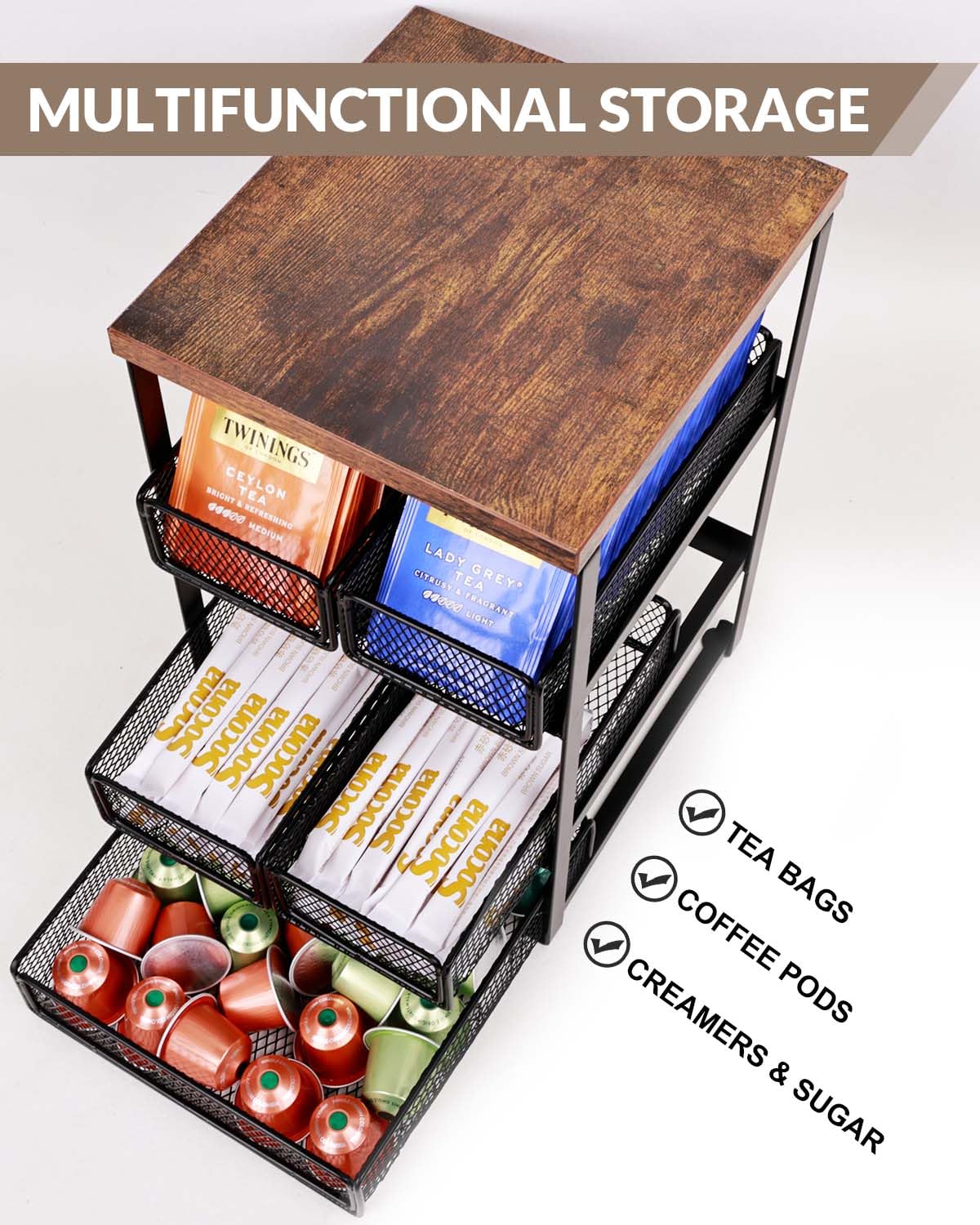 IntreLife organizador de té con capacidad para 100+ bolsas.