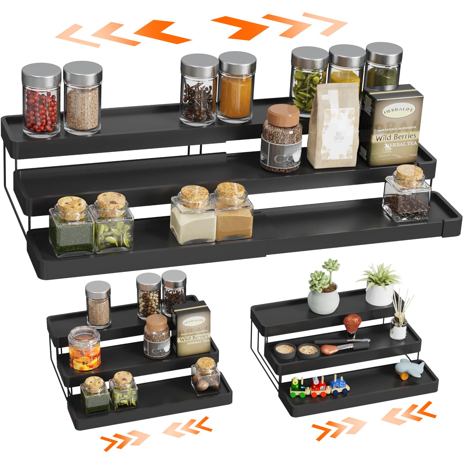 INVOCOO organizador expandible para especias con tres niveles y visibilidad clara.