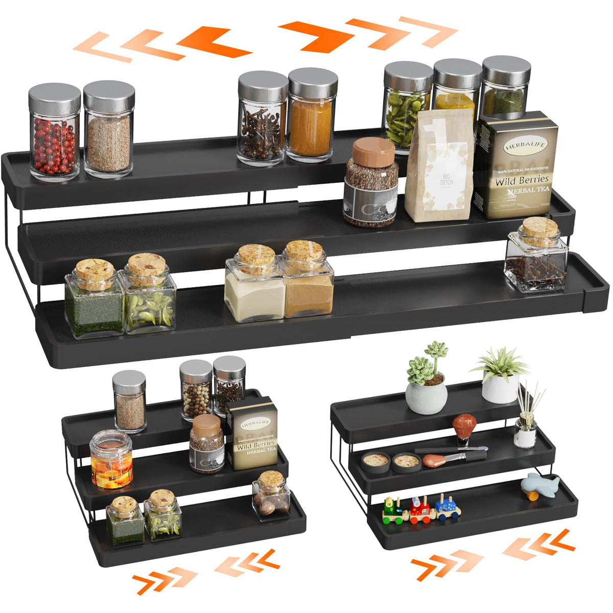 INVOCOO organizador expandible para especias con tres niveles y visibilidad clara.