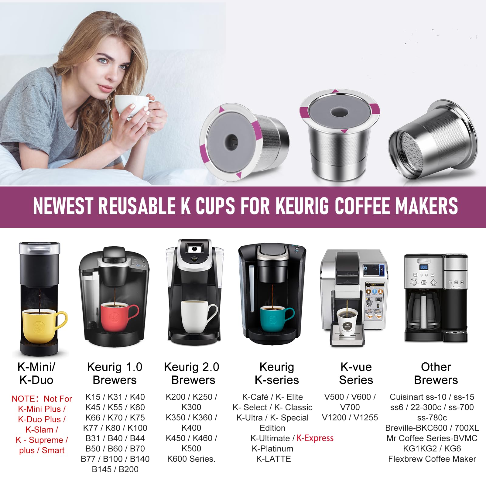 Inwoditeki-k-cups-modelos-compatibles cápsulas reutilizables para múltiples cafeteras.