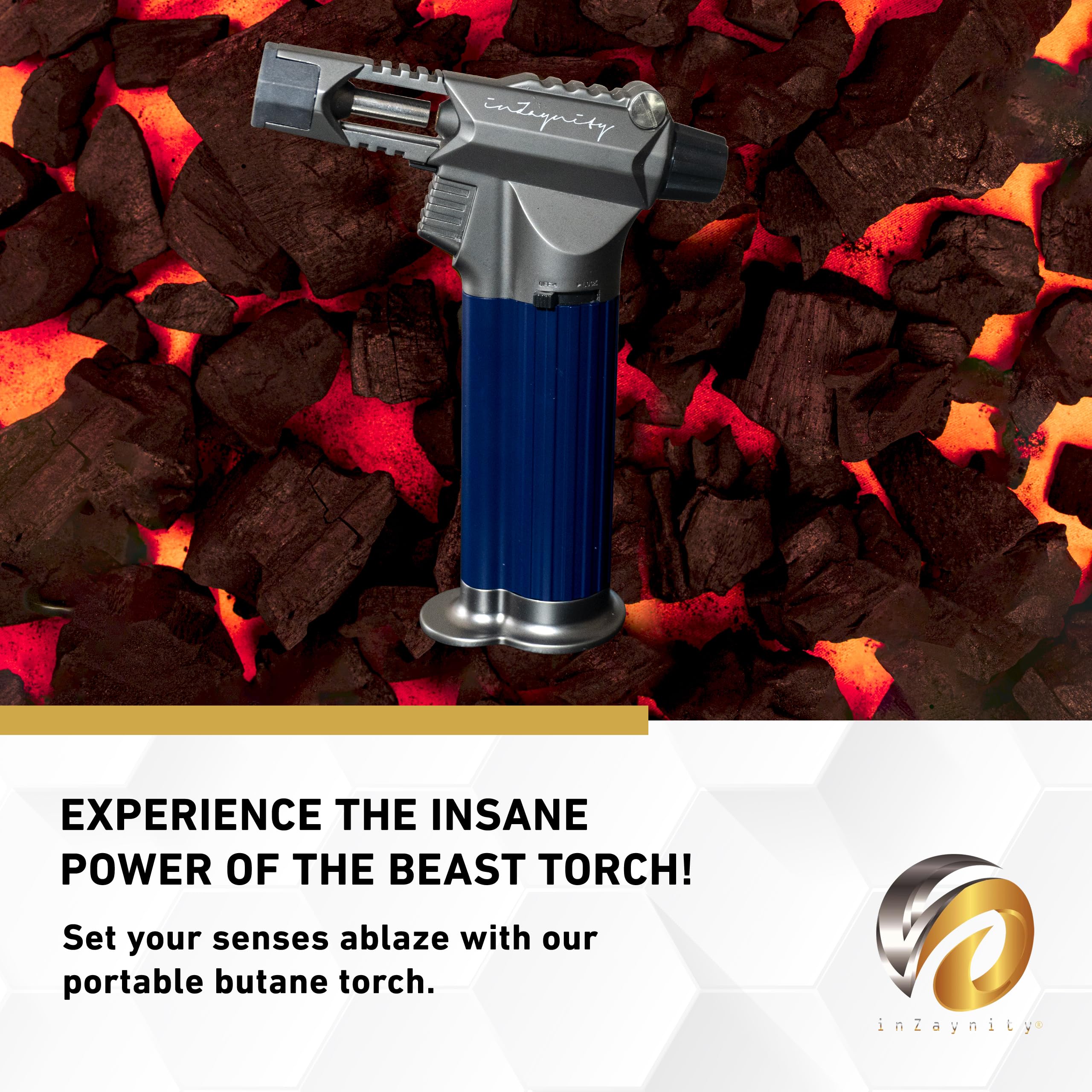inZaynity Beast Torch Lighter con perilla de ajuste de flama para precisión