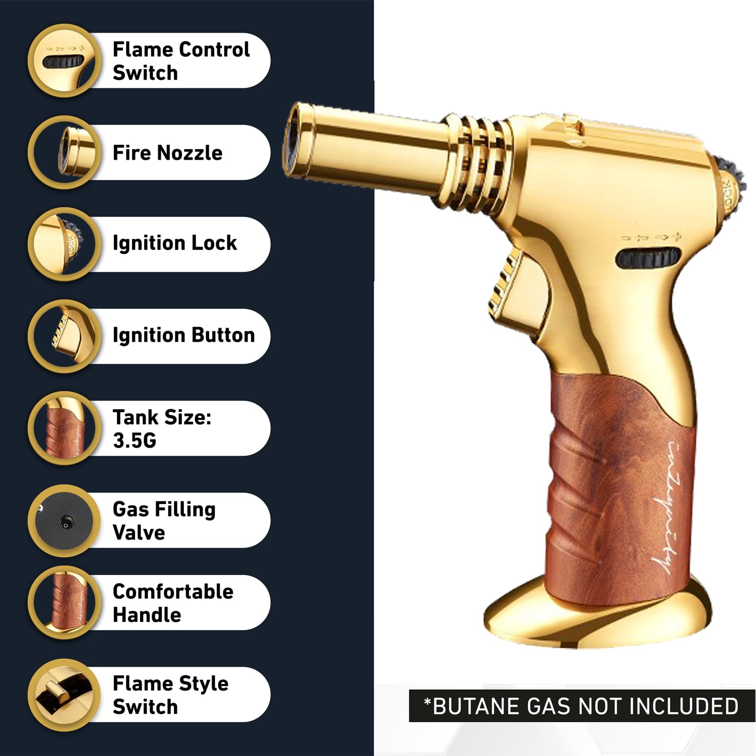 inZaynity pistola de llama para crème brûlée con control preciso de calor
