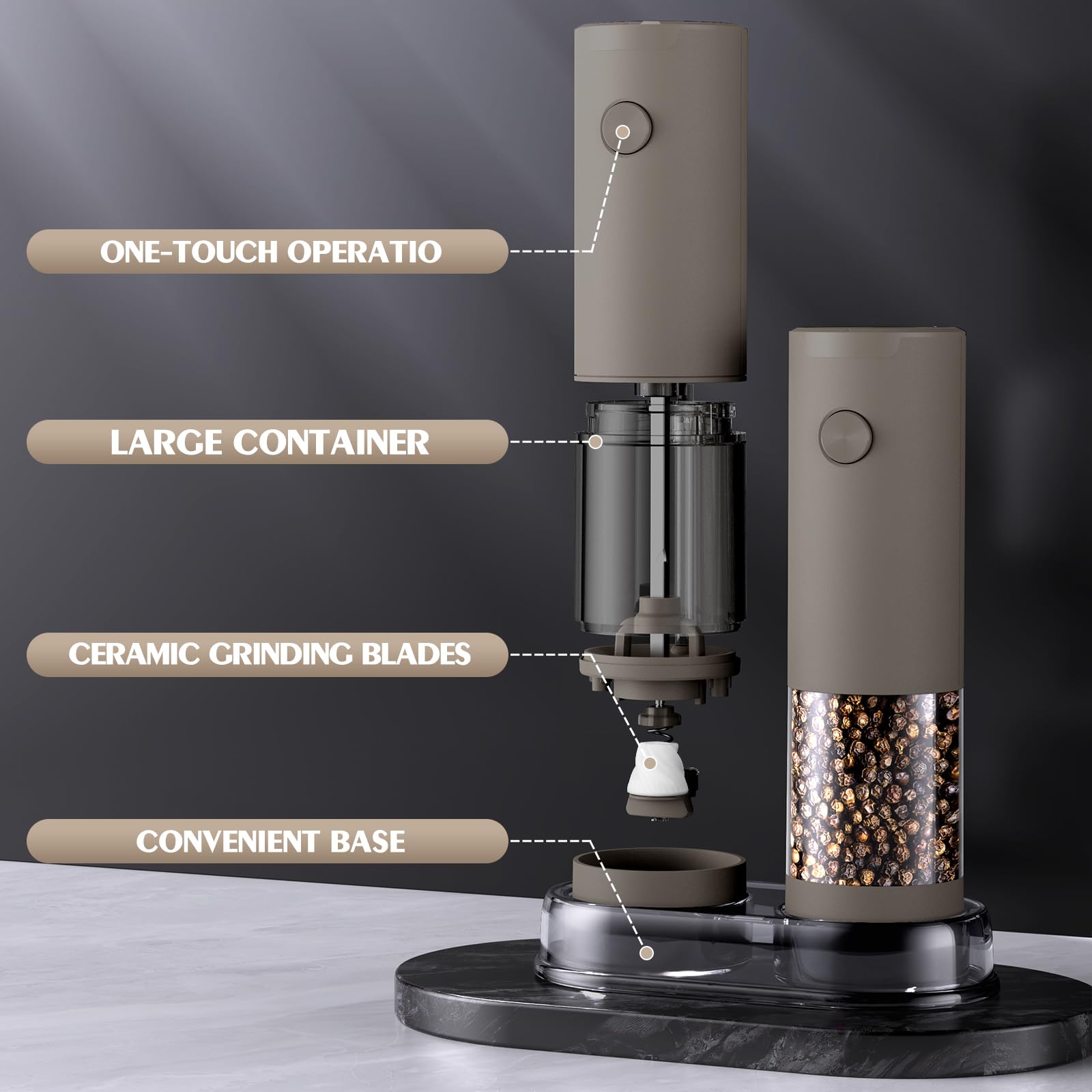 ioion molinillo con diseño moderno que complementa cualquier cocina