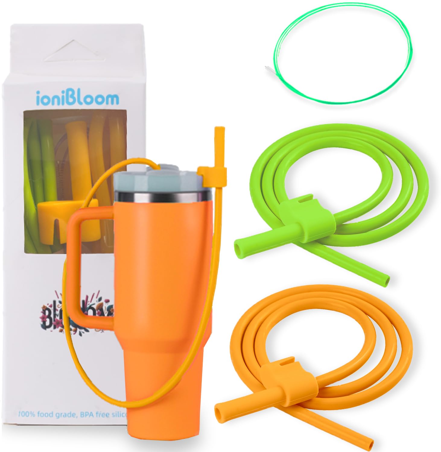 Ionibloom pajita extendible de silicona 35 pulgadas para beber sin manos