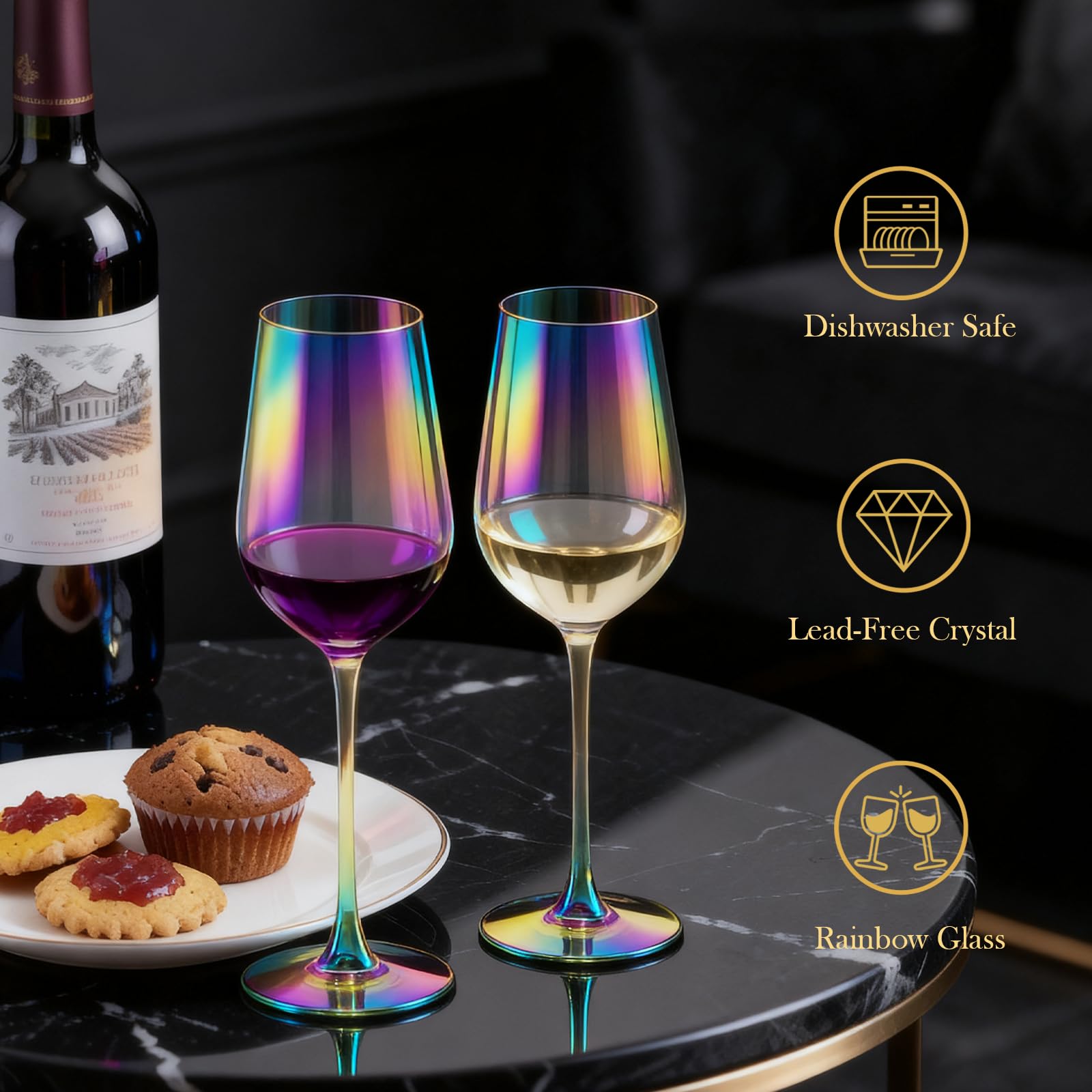 IOV acabado arcoíris, realza el color del vino durante la degustación.