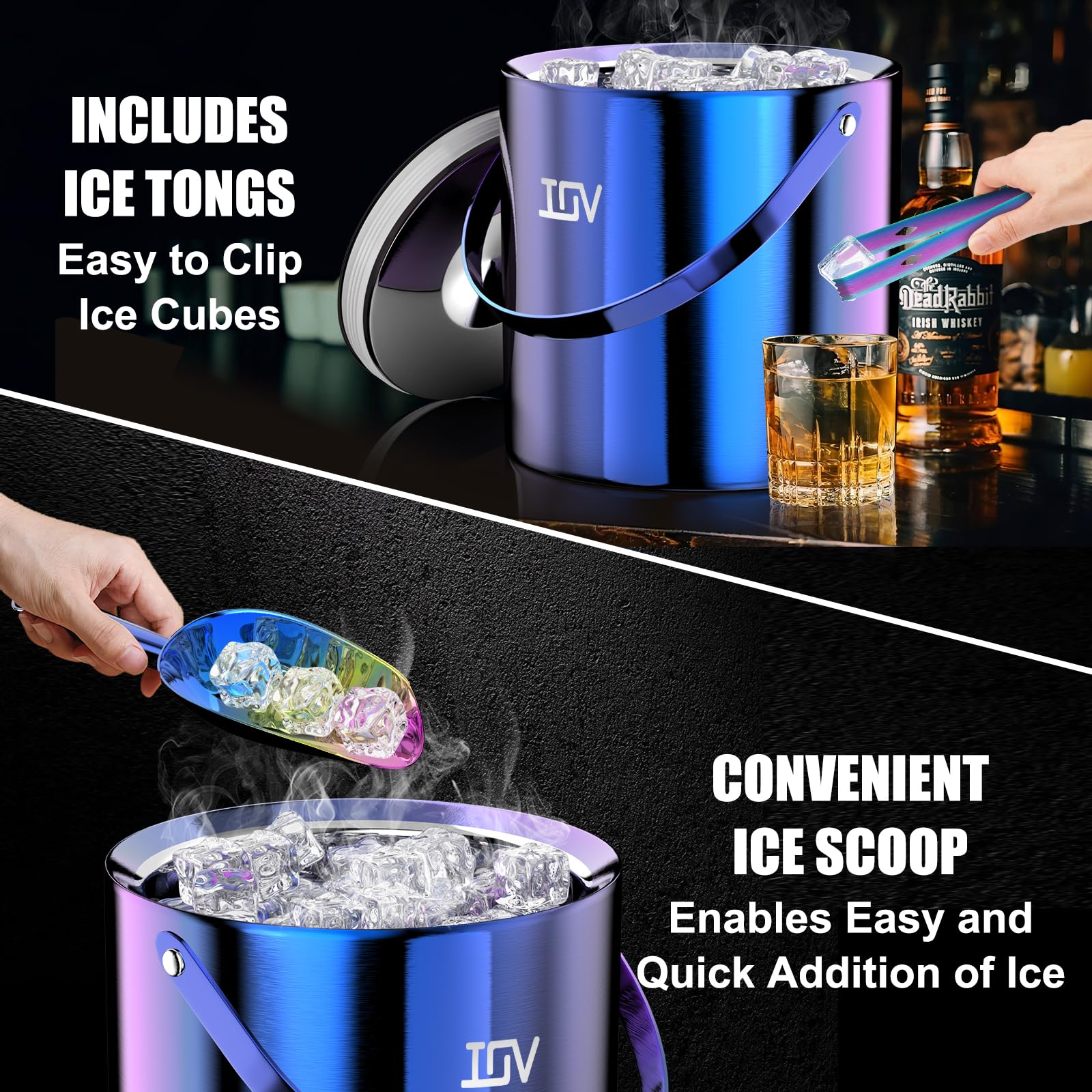 IOV cubeta de hielo en acero inoxidable, duradera y fácil de limpiar